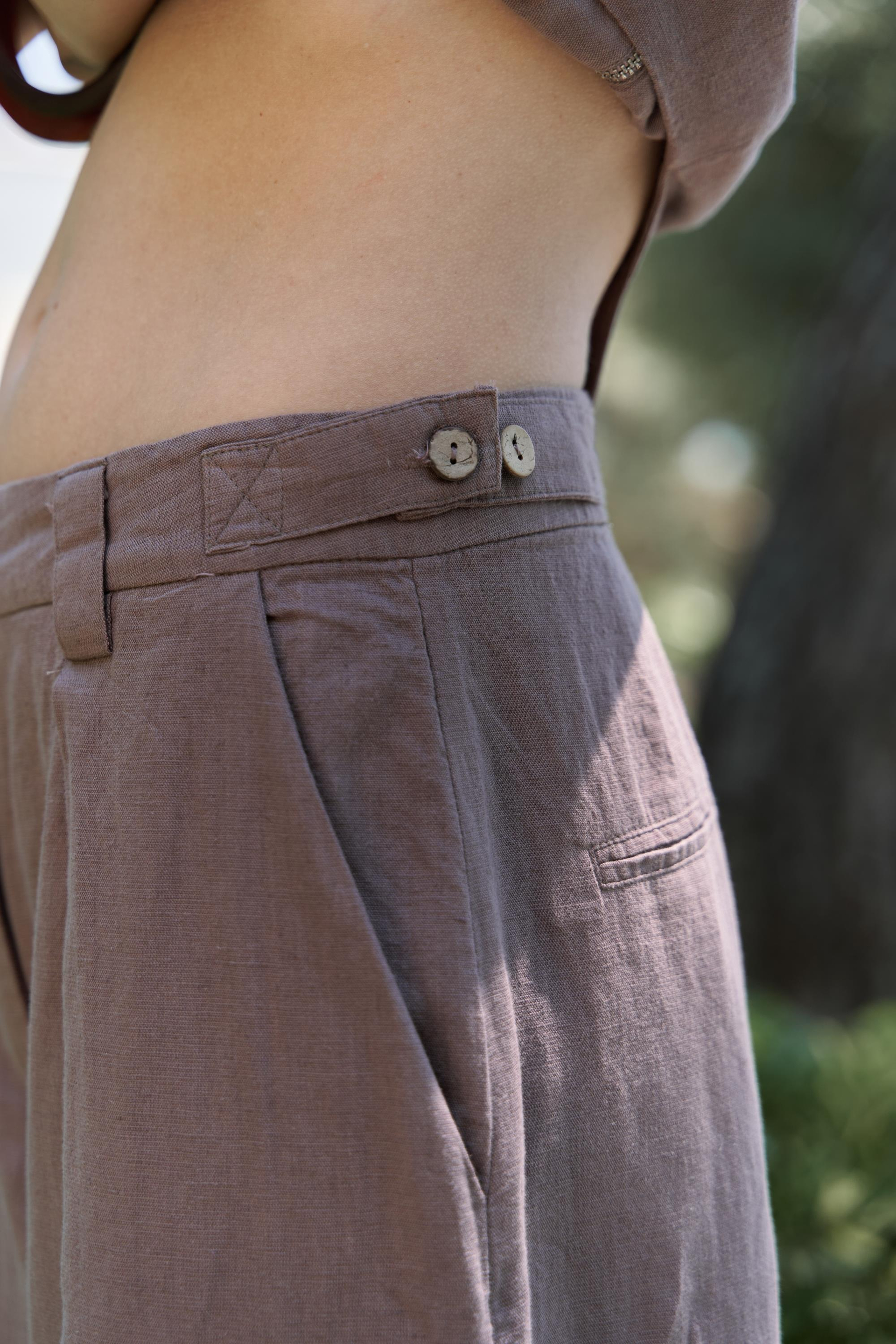 Alidah Pileli Açık Kahve Bol Paça Pantolon