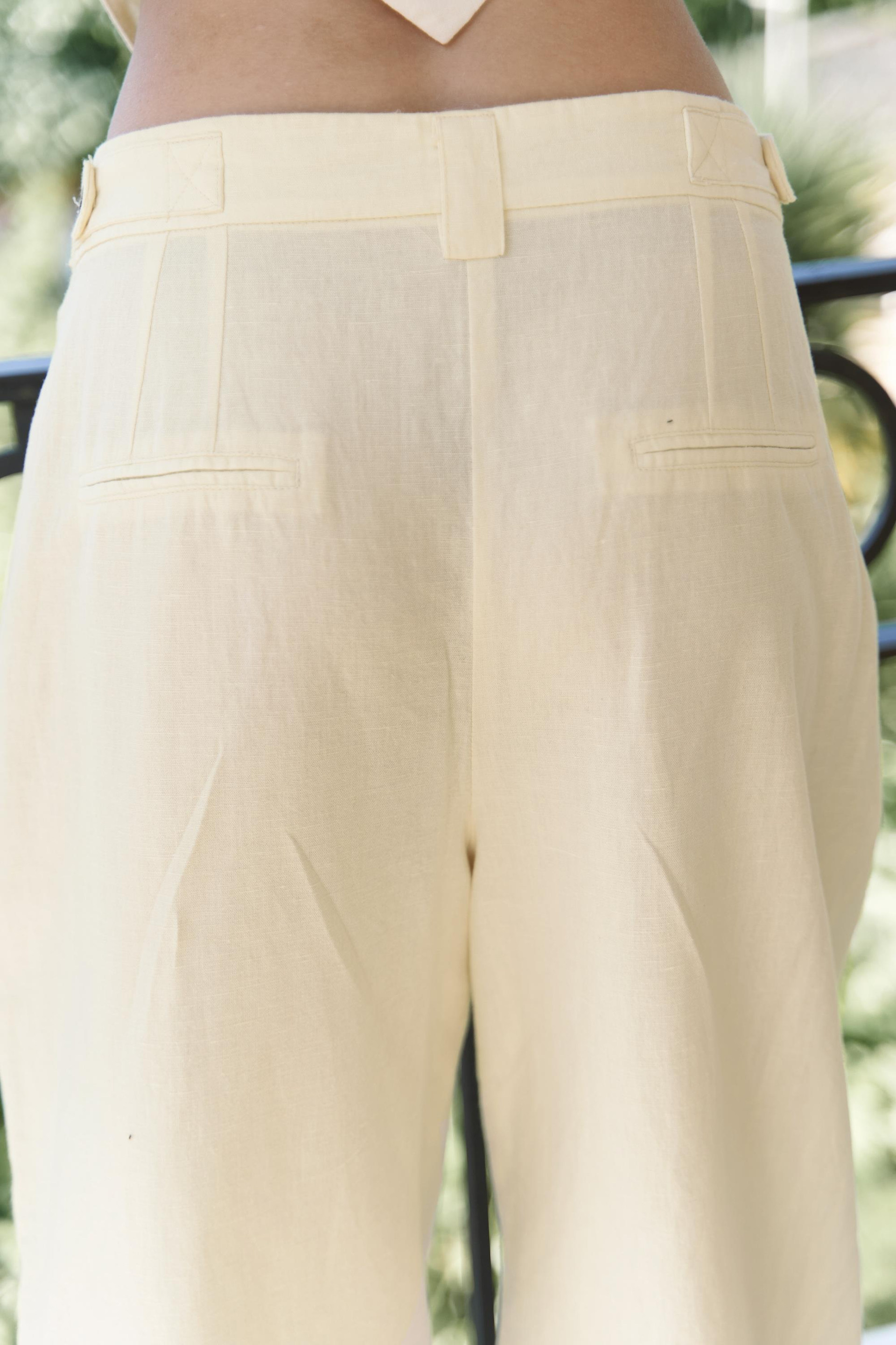 Alidah Pileli Sarı Bol Paça Pantolon