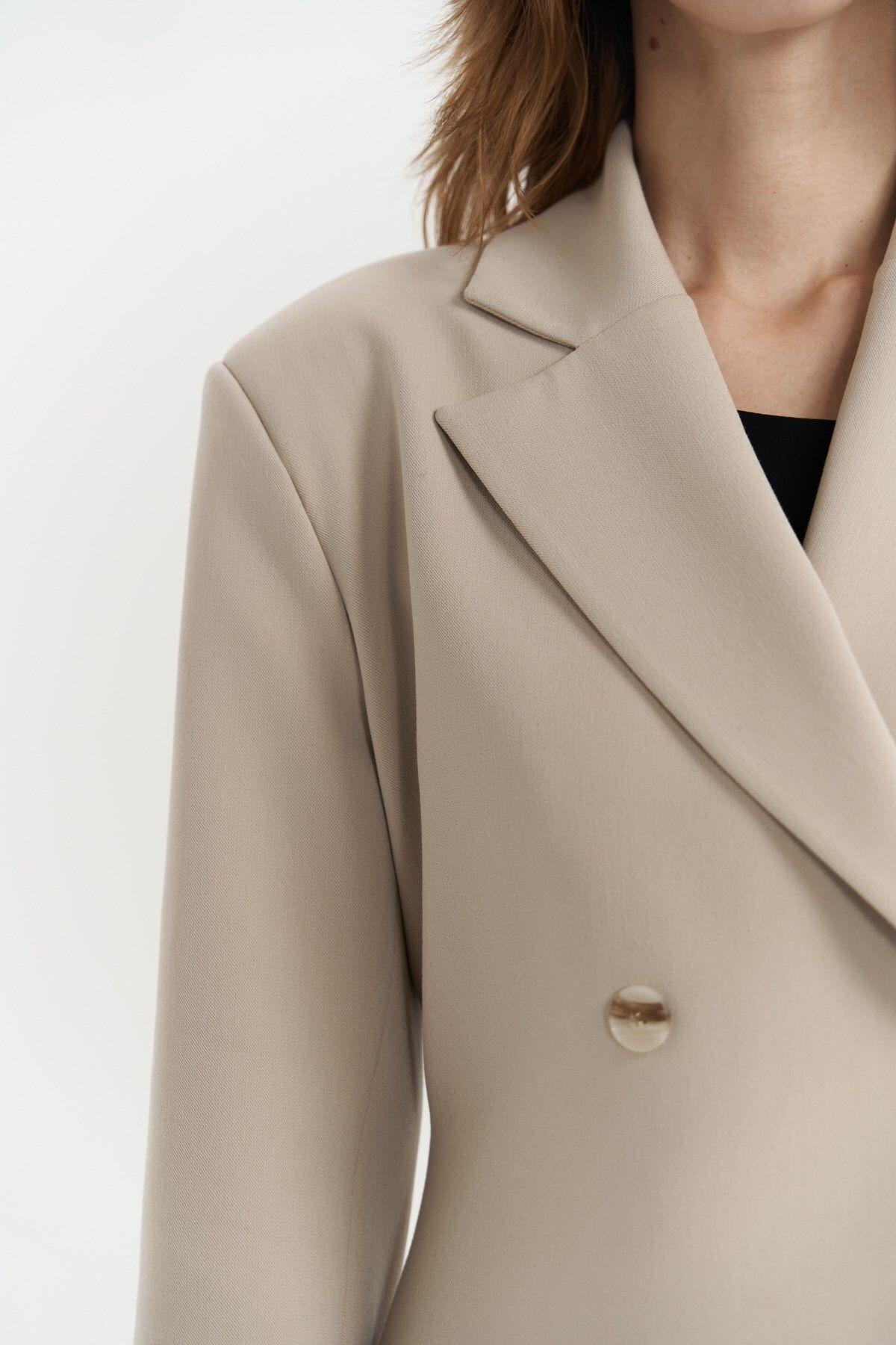 Allegany Light Beige Waist-Fitted Blazer
