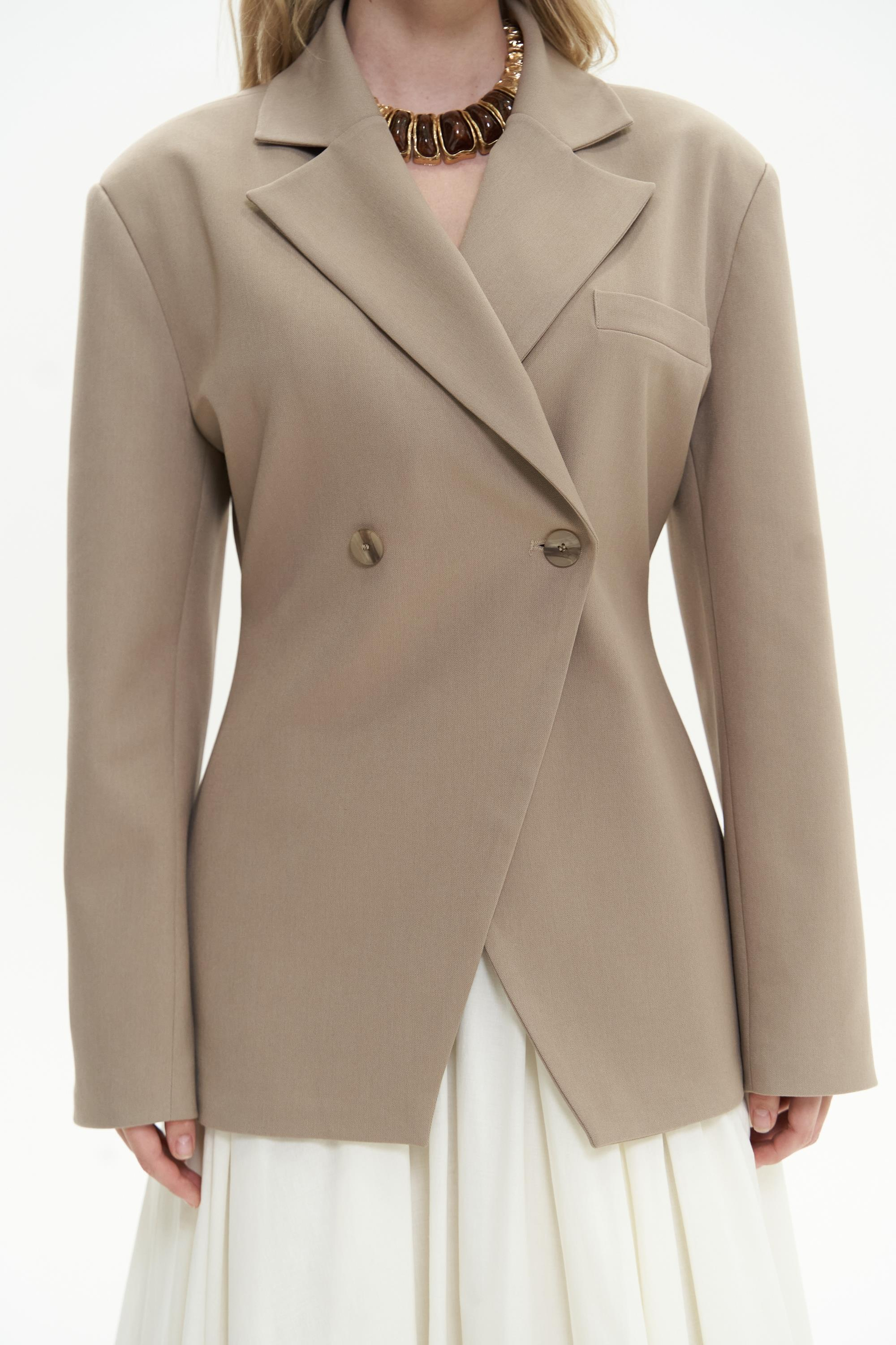 Allegany Bej Bel Oturmalı Blazer