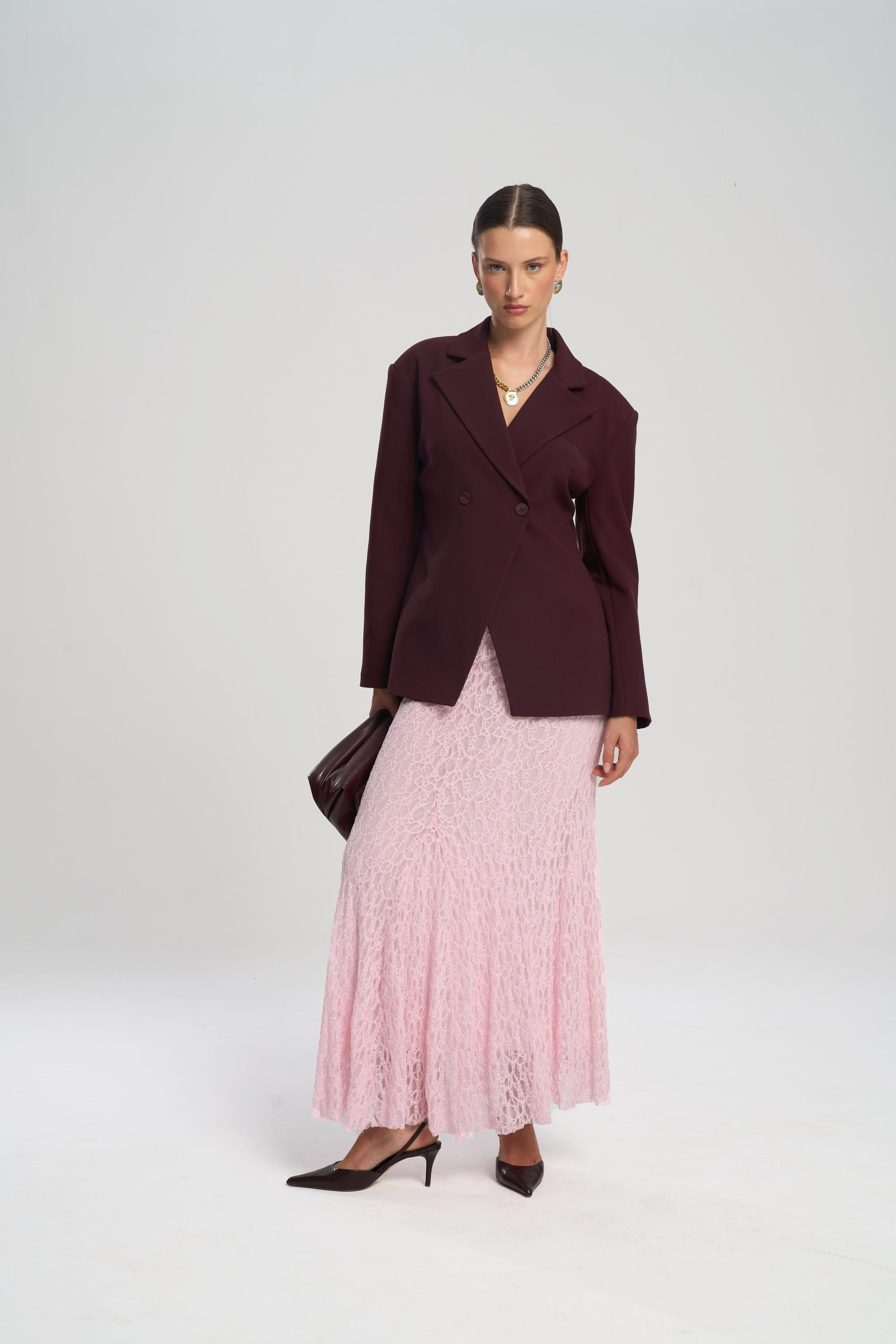 Allegany Bordo Bel Oturmalı Blazer