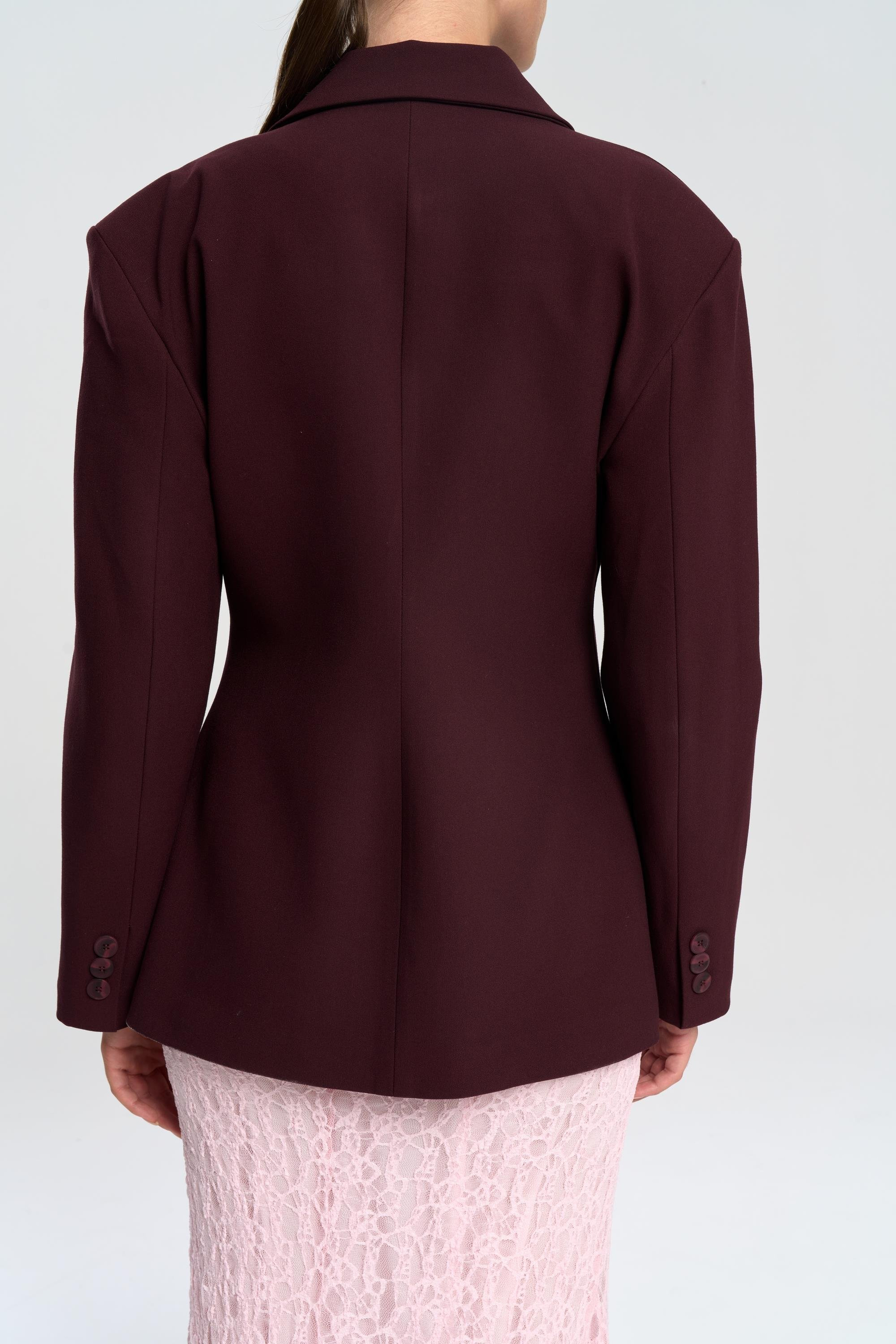 Allegany Bordo Bel Oturmalı Blazer