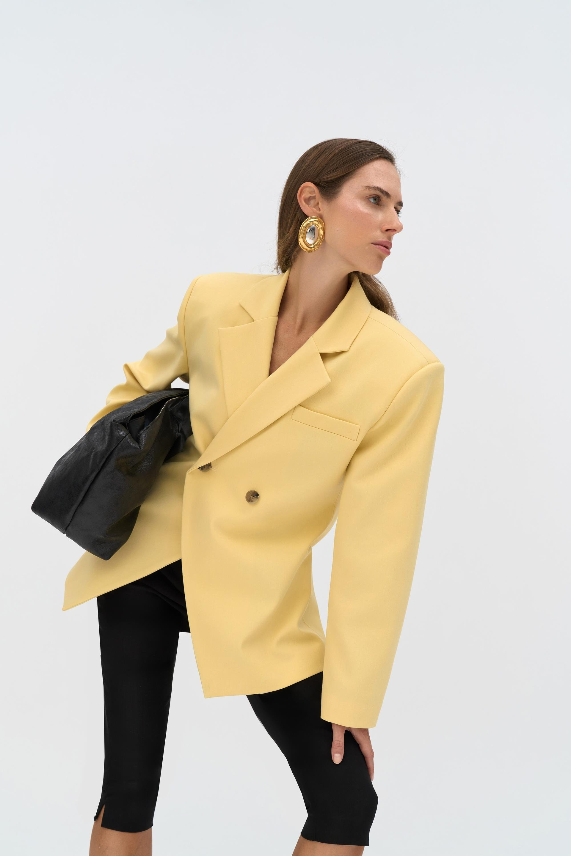 Allegany Sarı Bel Oturmalı Blazer