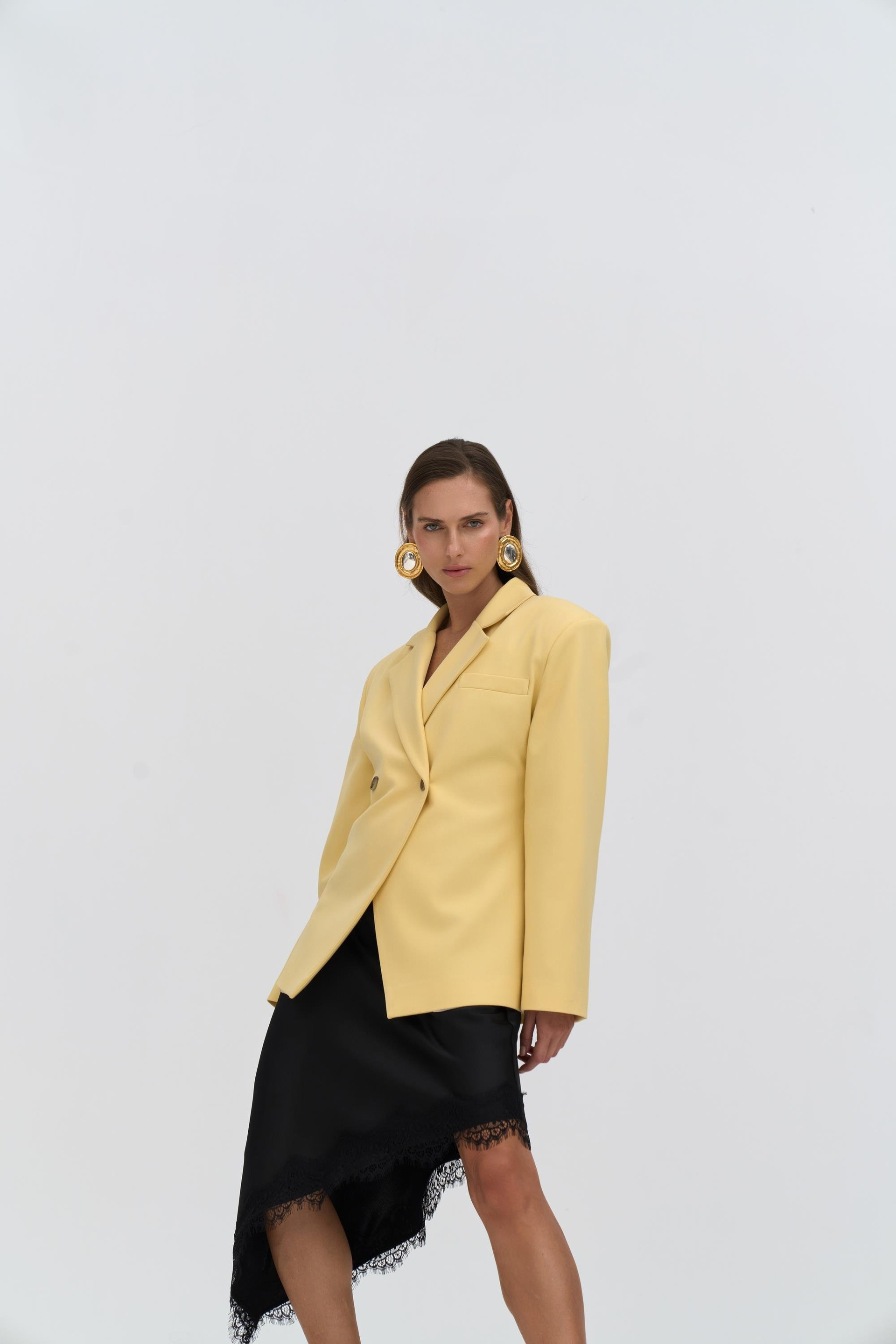 Allegany Sarı Bel Oturmalı Blazer