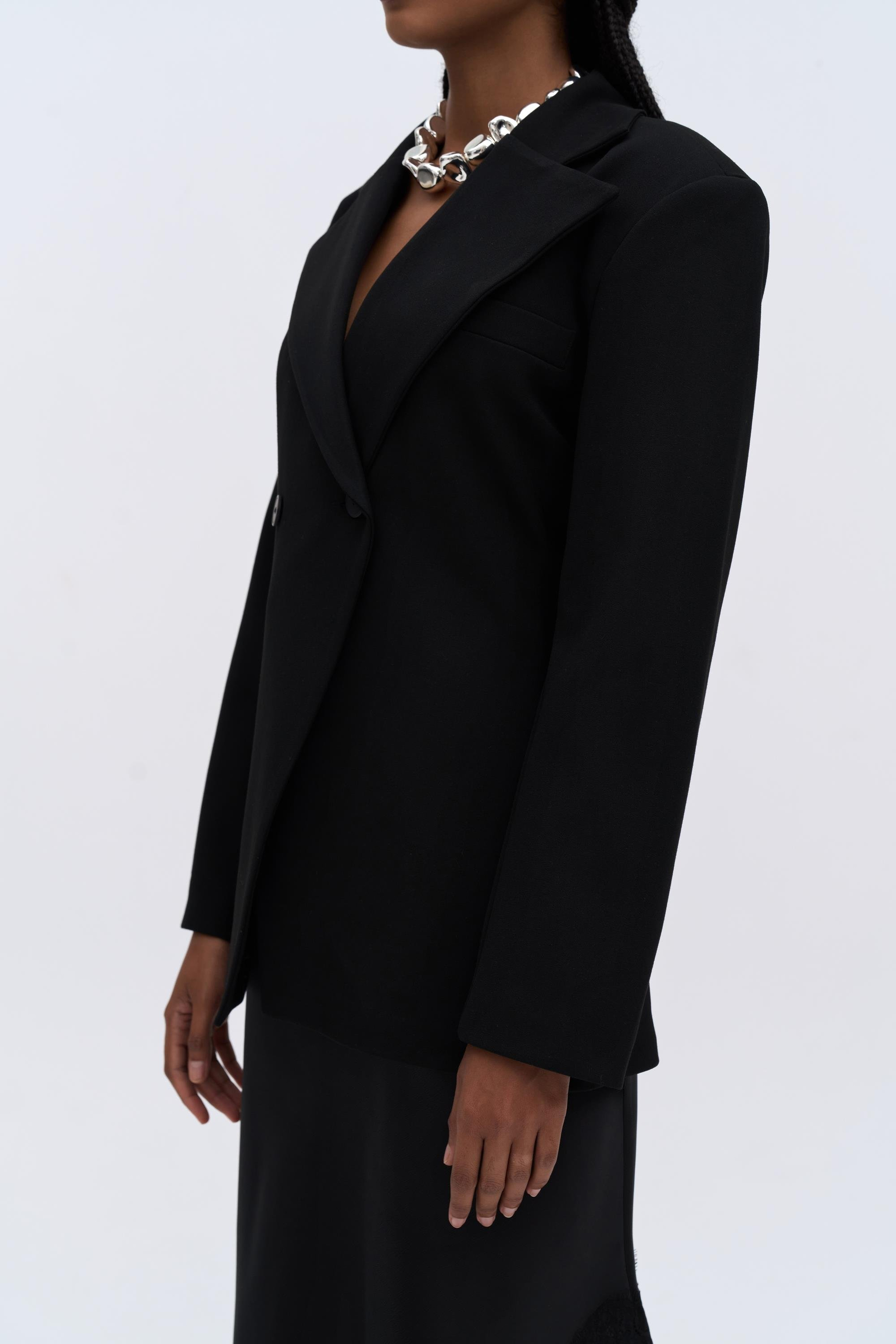 Allegany Siyah Bel Oturmalı Blazer