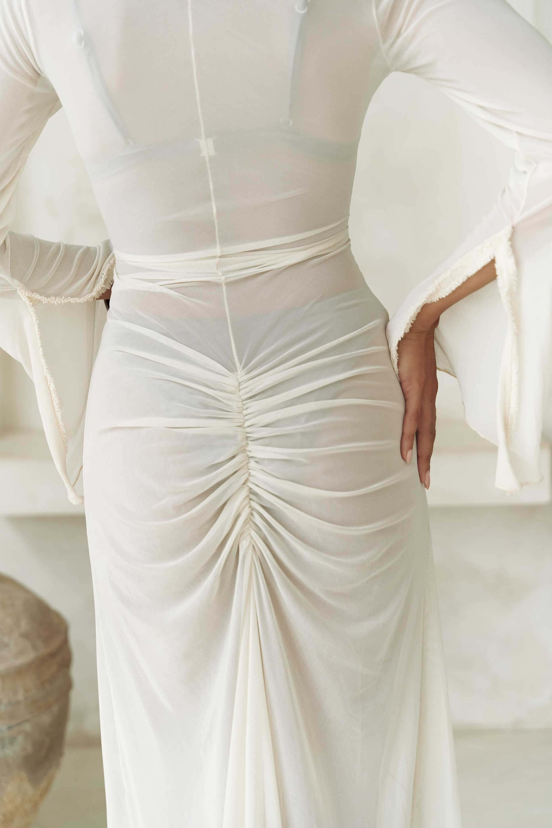 Alyona Dantel Detay Bej Elbise