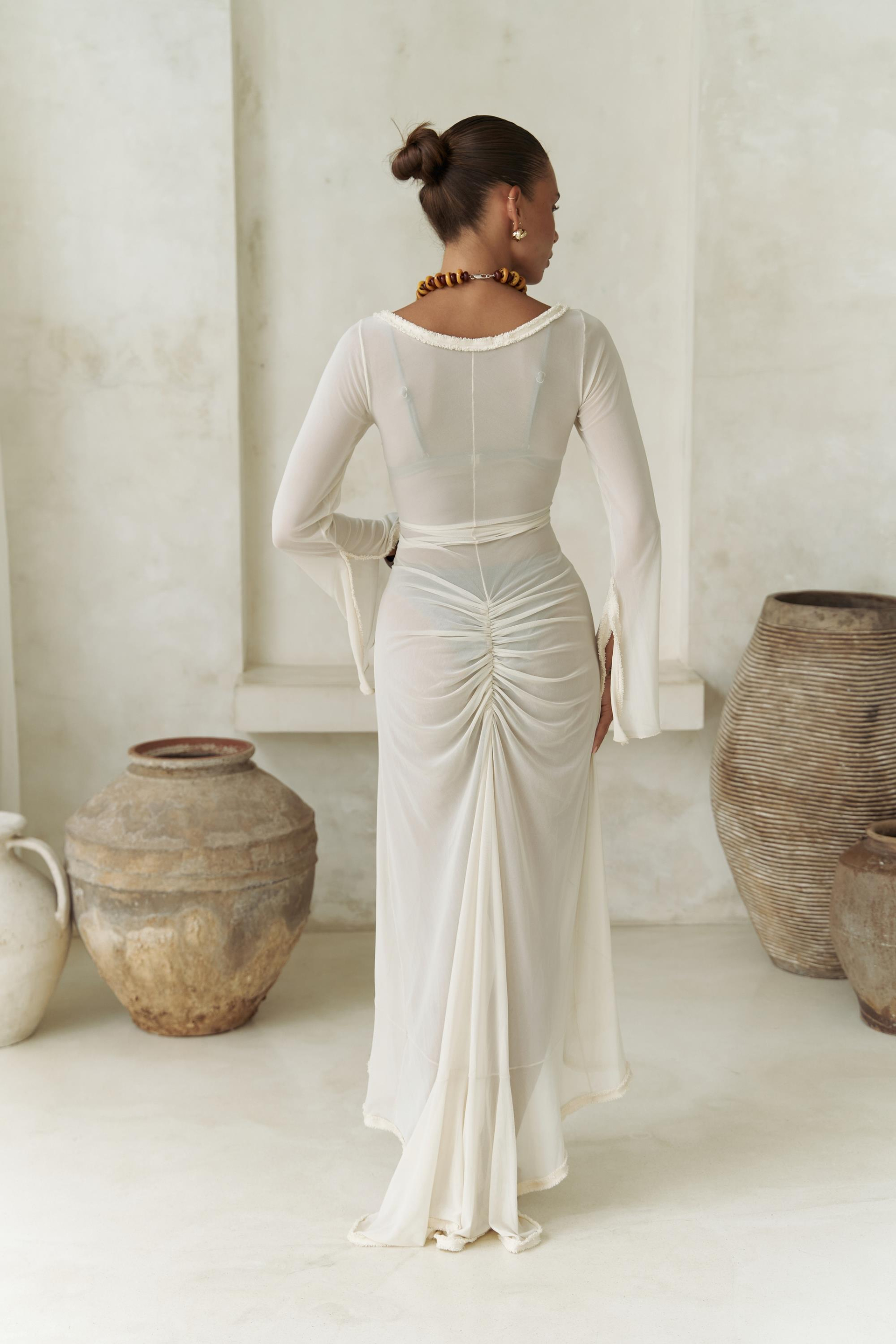 Alyona Dantel Detay Bej Elbise