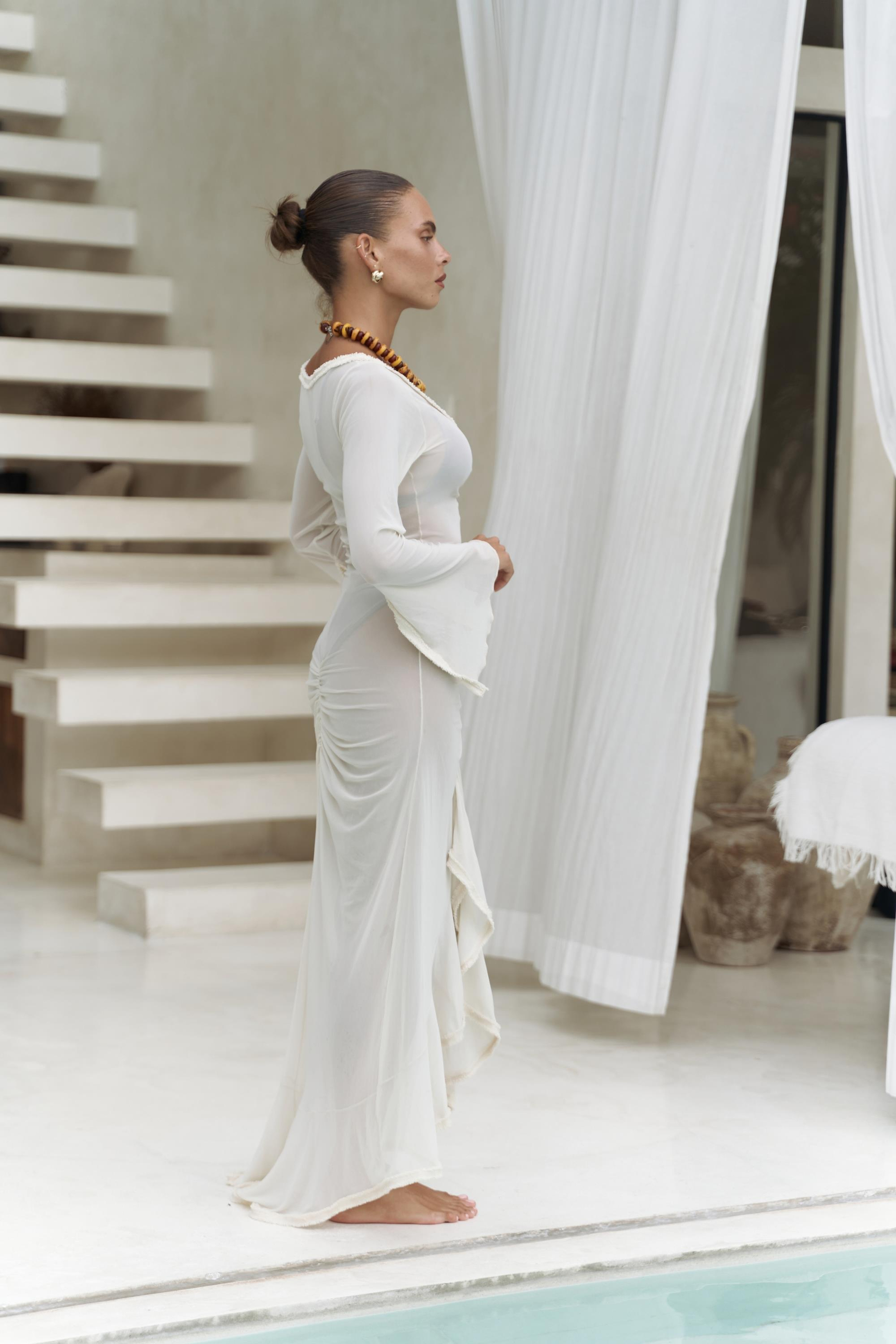 Alyona Dantel Detay Bej Elbise