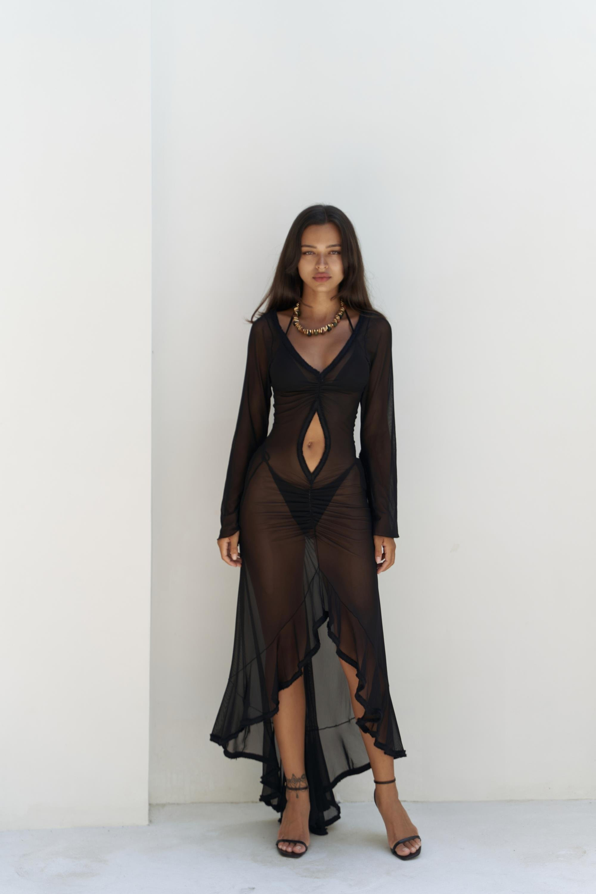 Alyona Dantel Detay Siyah Elbise