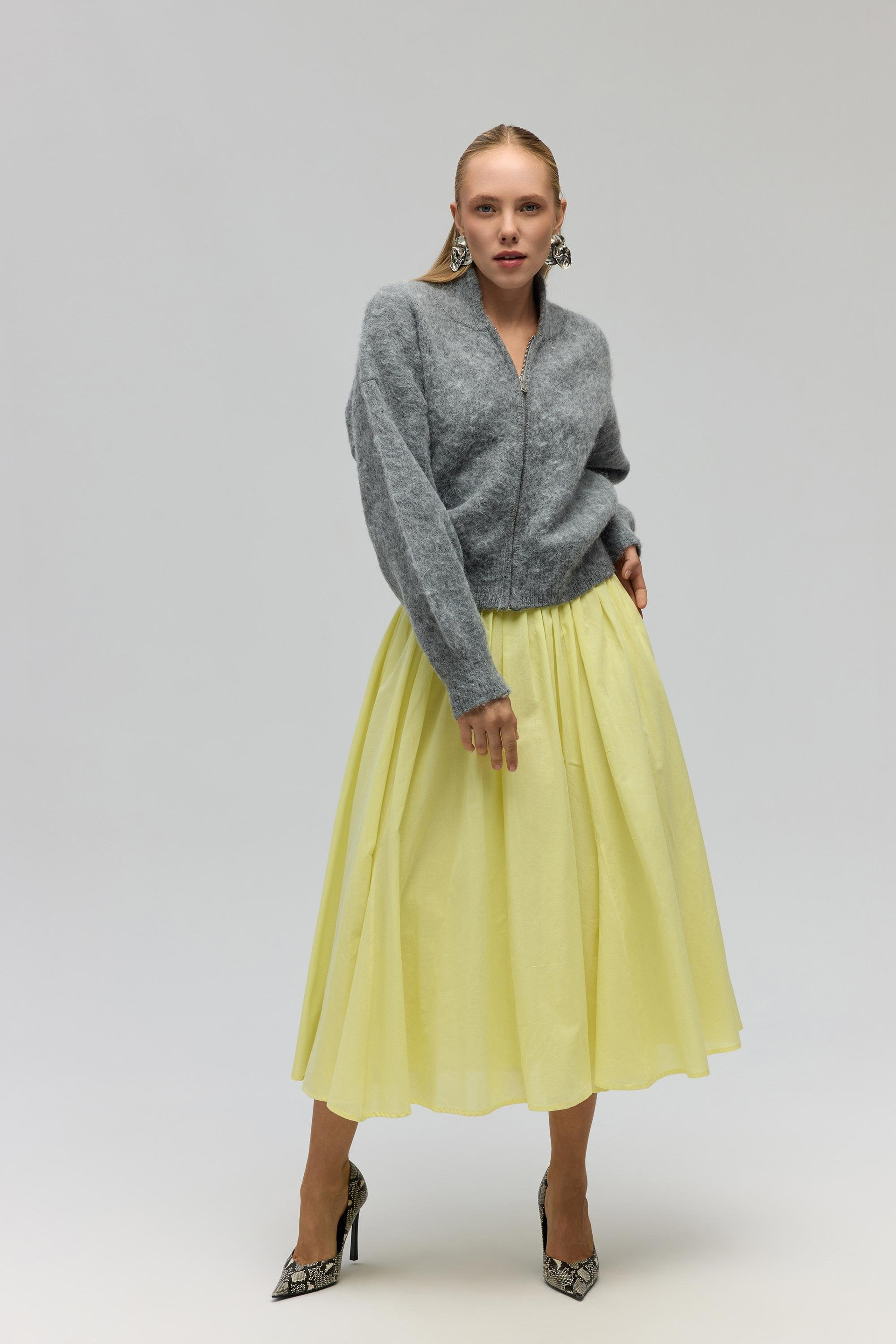 Amaya Ankle-Length Pleated Yellow Skirt