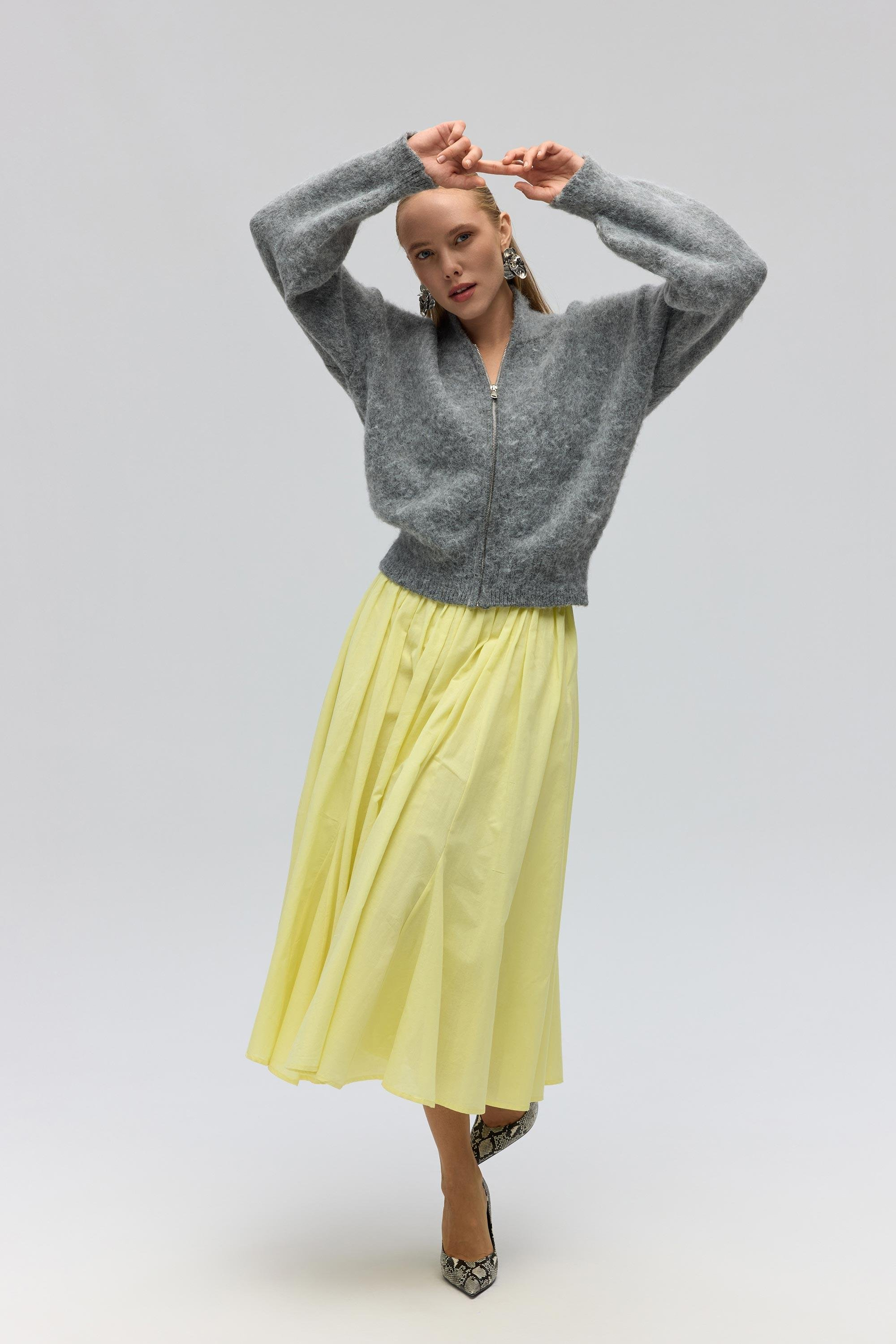 Amaya Ankle-Length Pleated Yellow Skirt