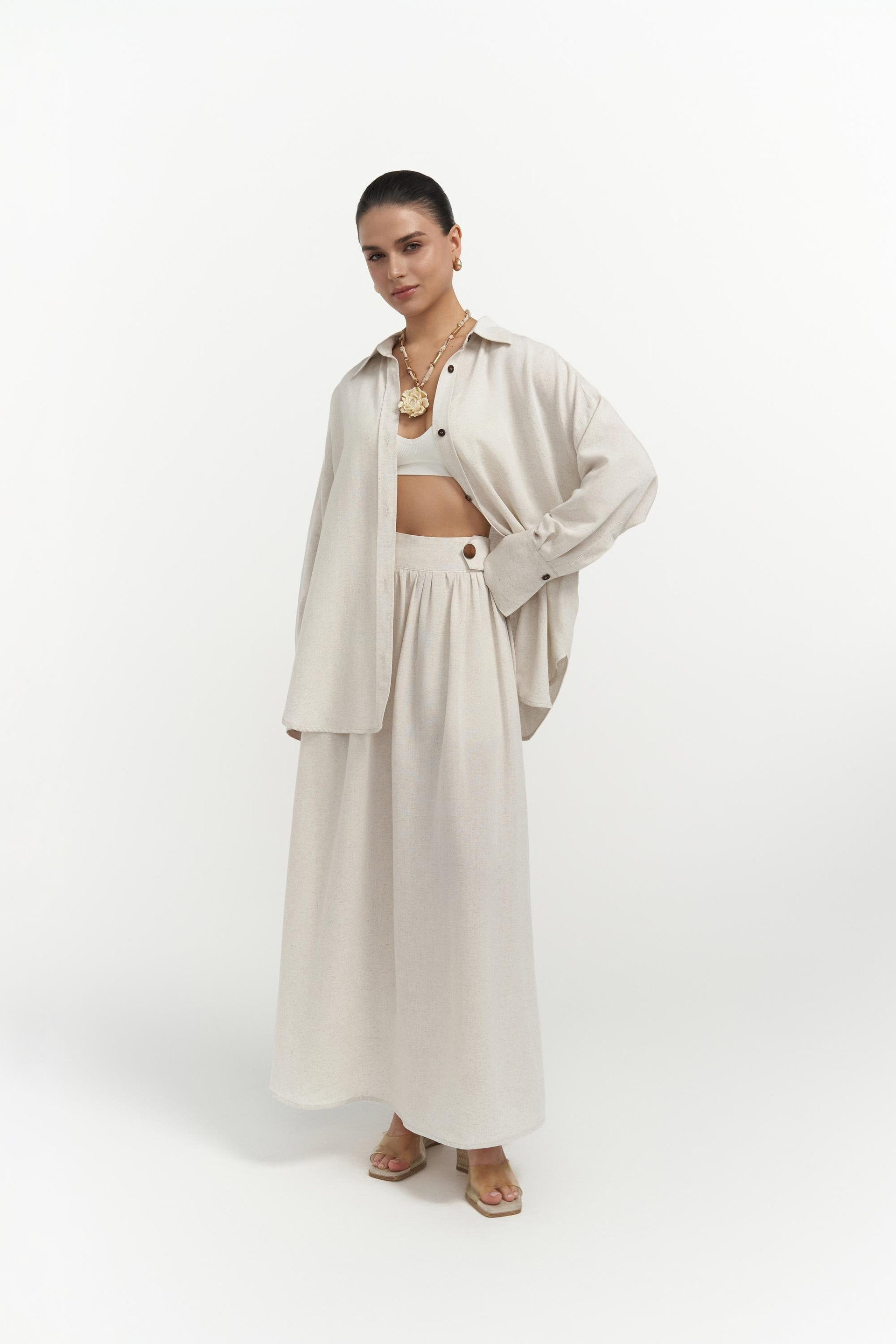 Ambra Bej Gömlek Etek Takım