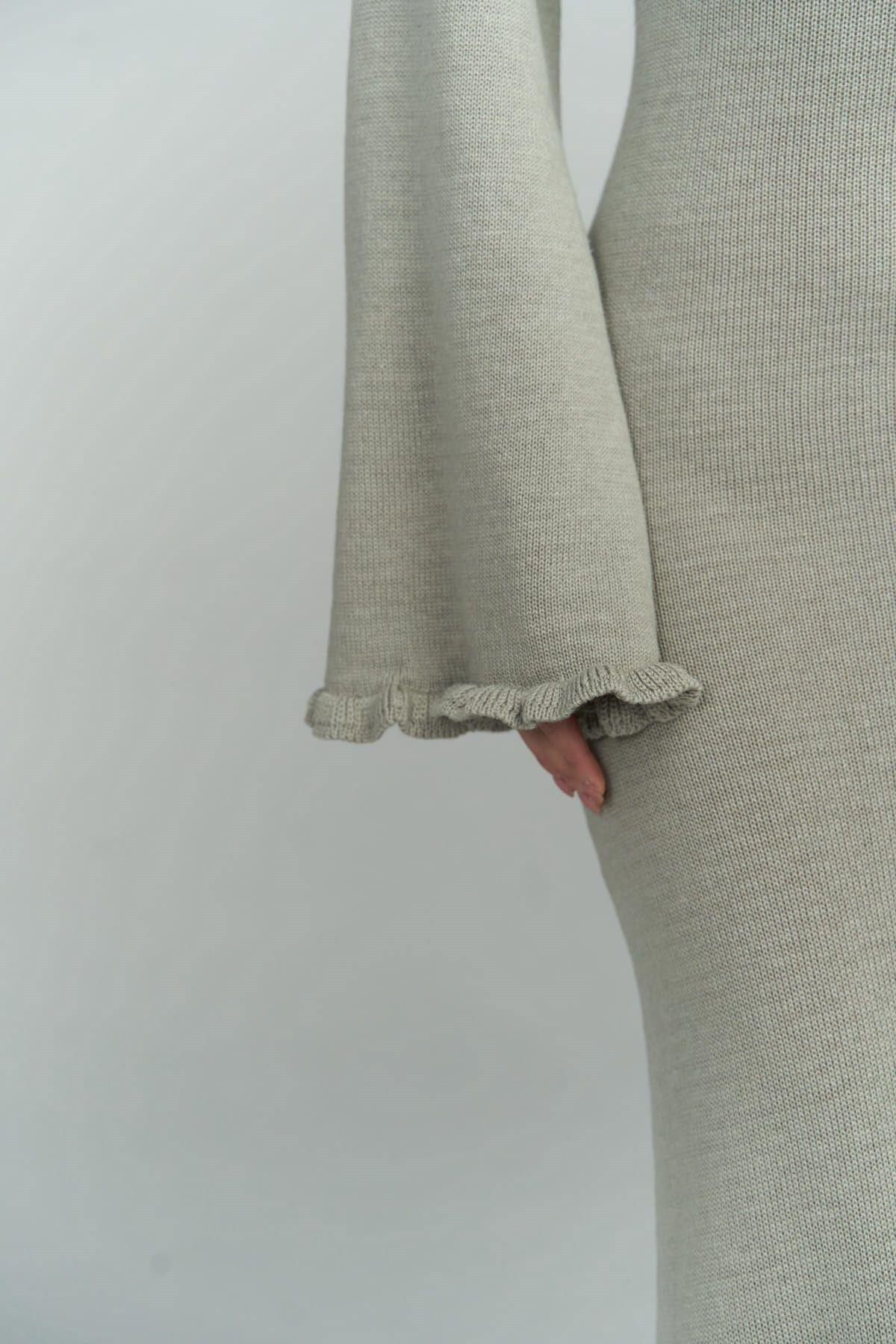 Angela Sırt Dekolteli Gri Triko Elbise