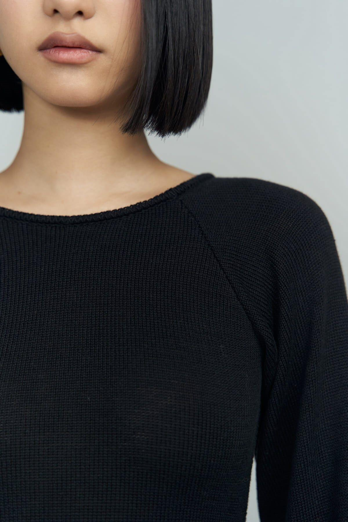 Angela Low Back Black Knit Dress