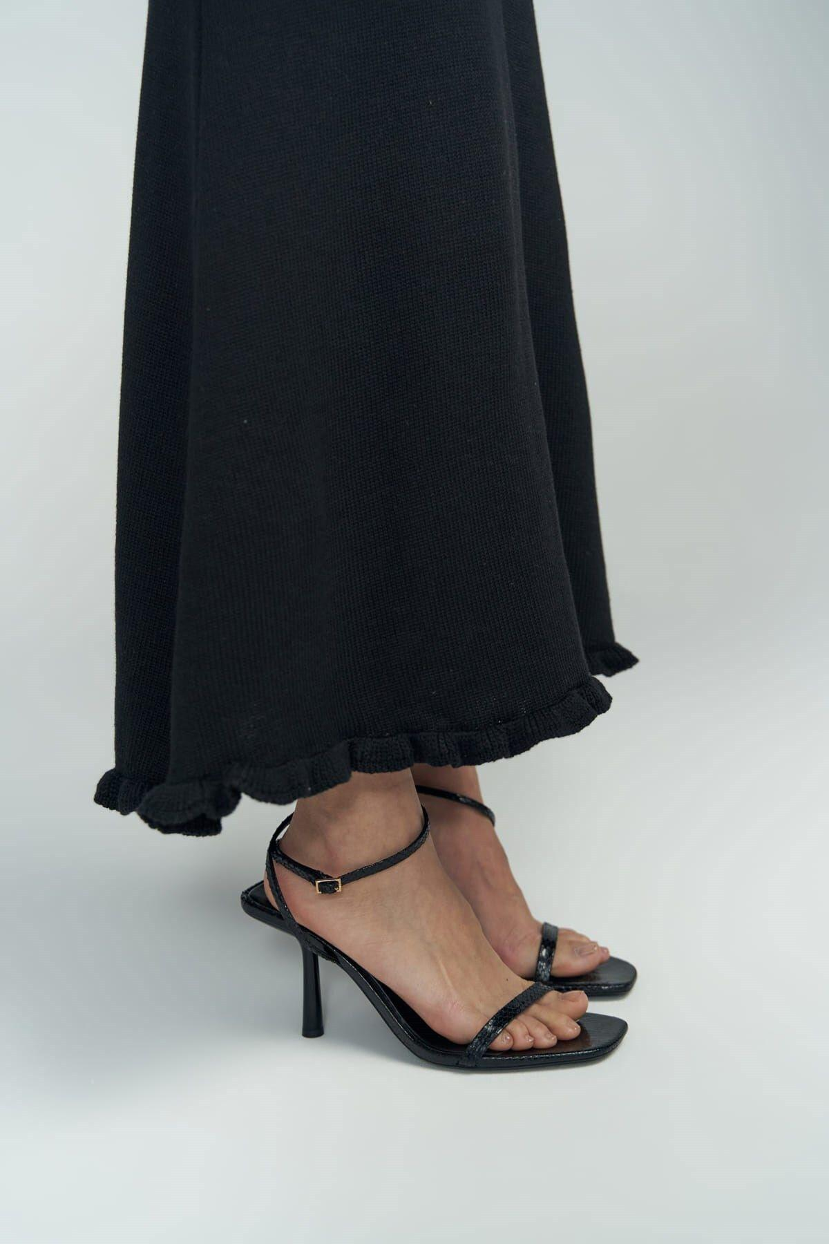 Angela Low Back Black Knit Dress