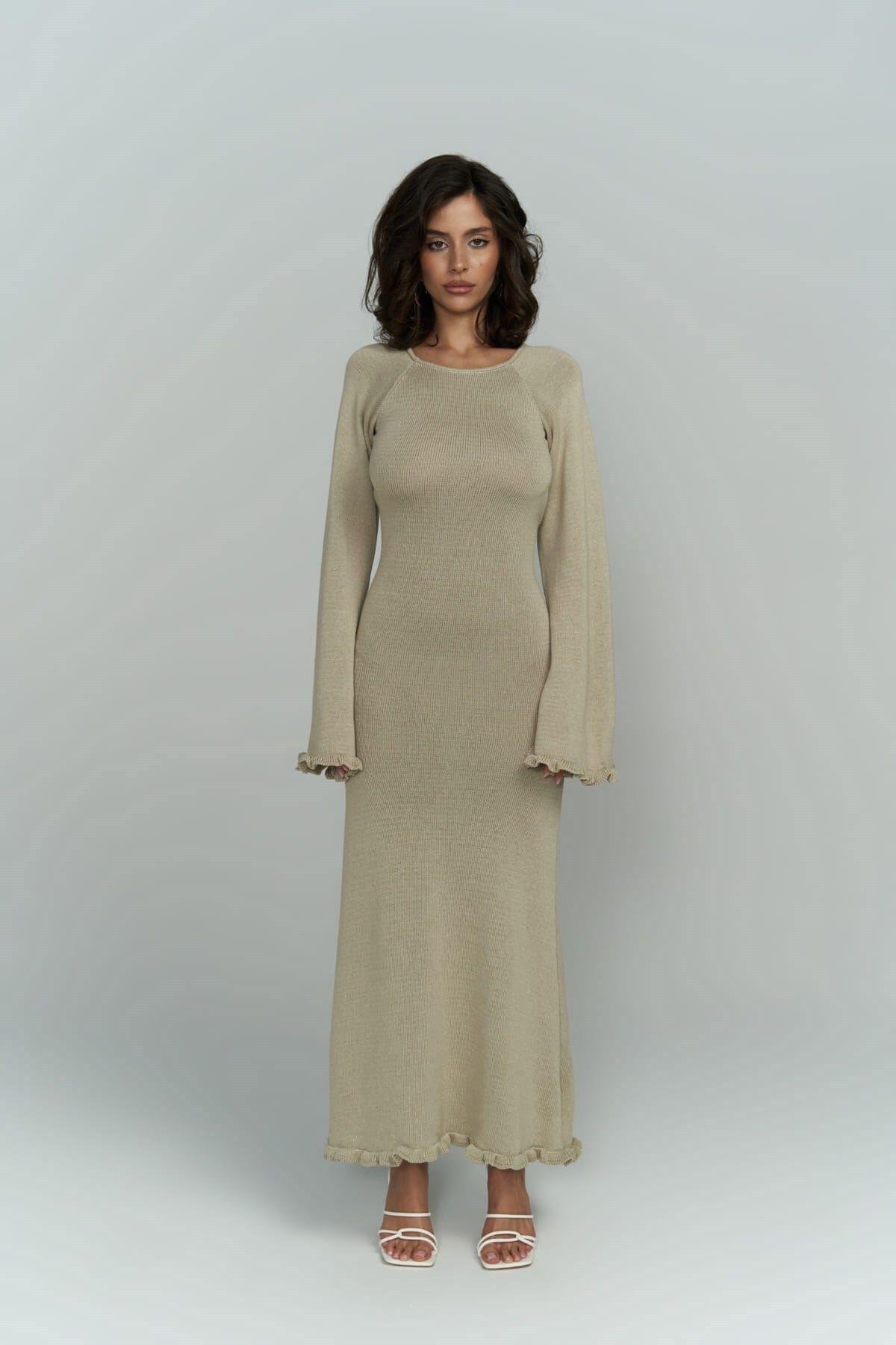 Angela Low Back Stone Knit Dress