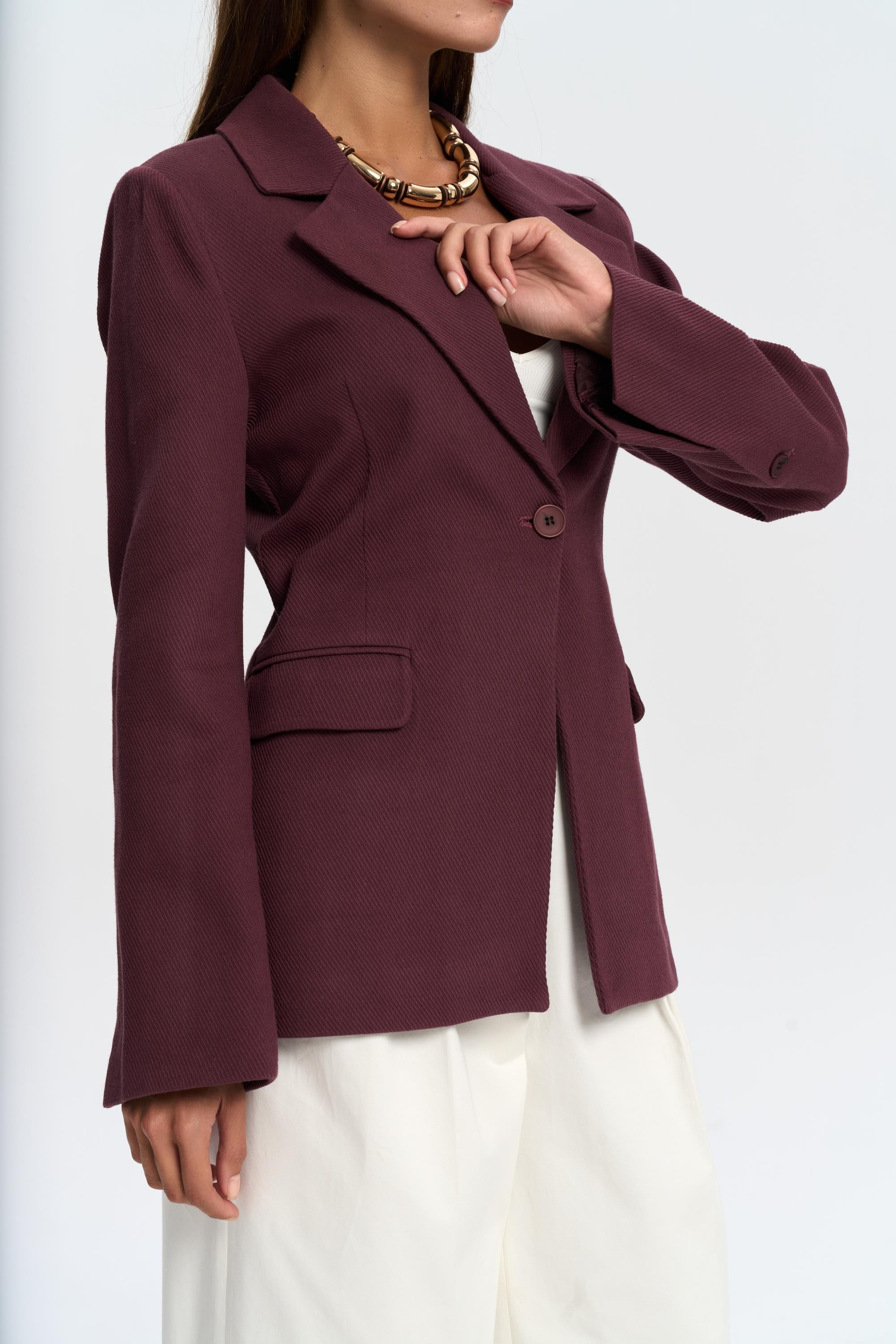 Anisah Waist-Fitted Burgundy Blazer