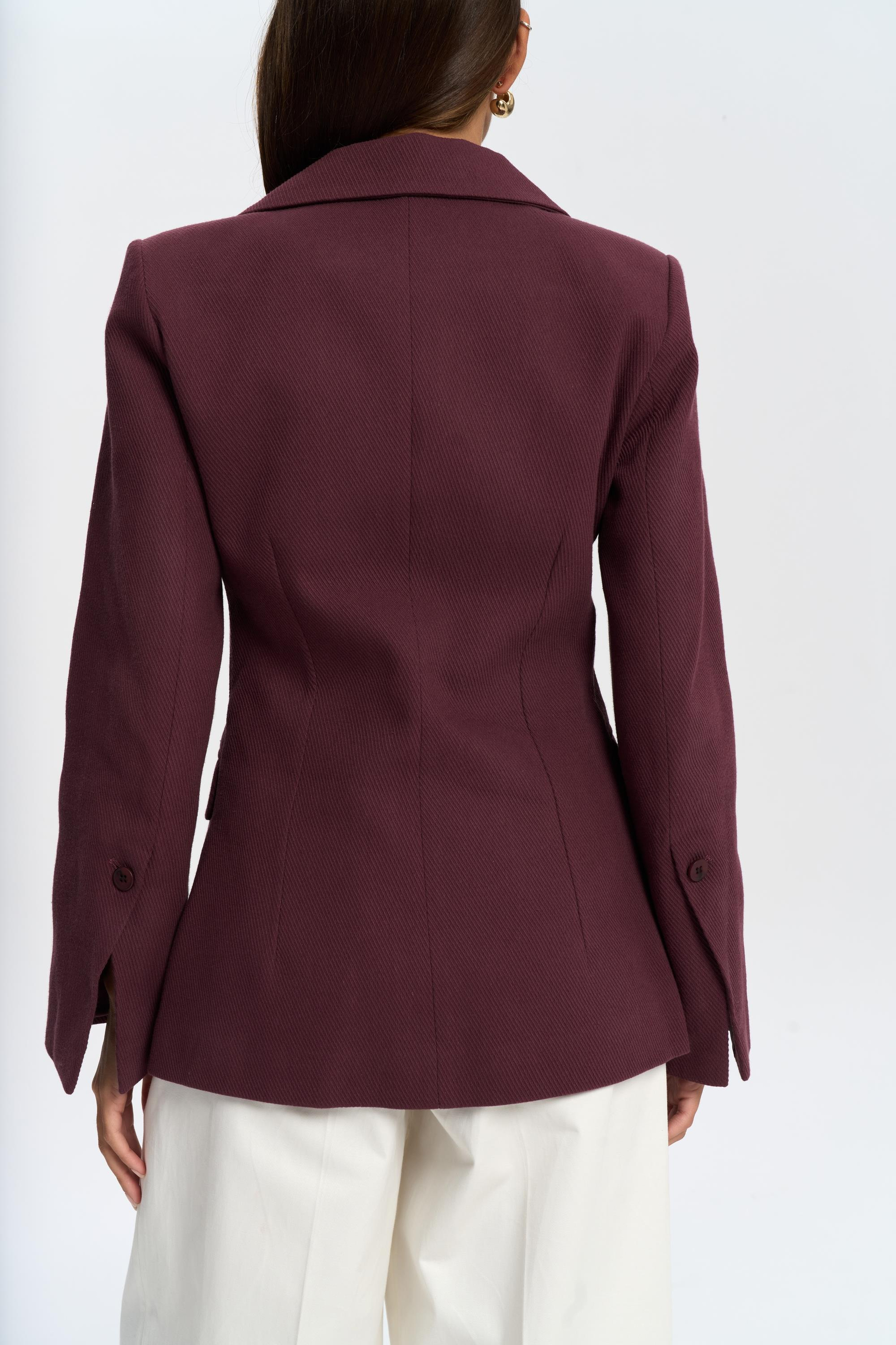 Anisah Waist-Fitted Burgundy Blazer