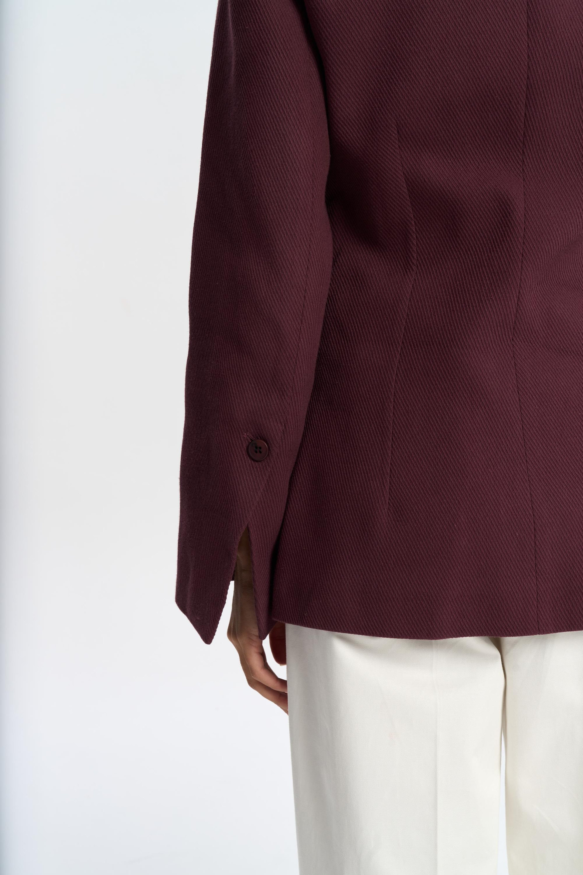 Anisah Waist-Fitted Burgundy Blazer