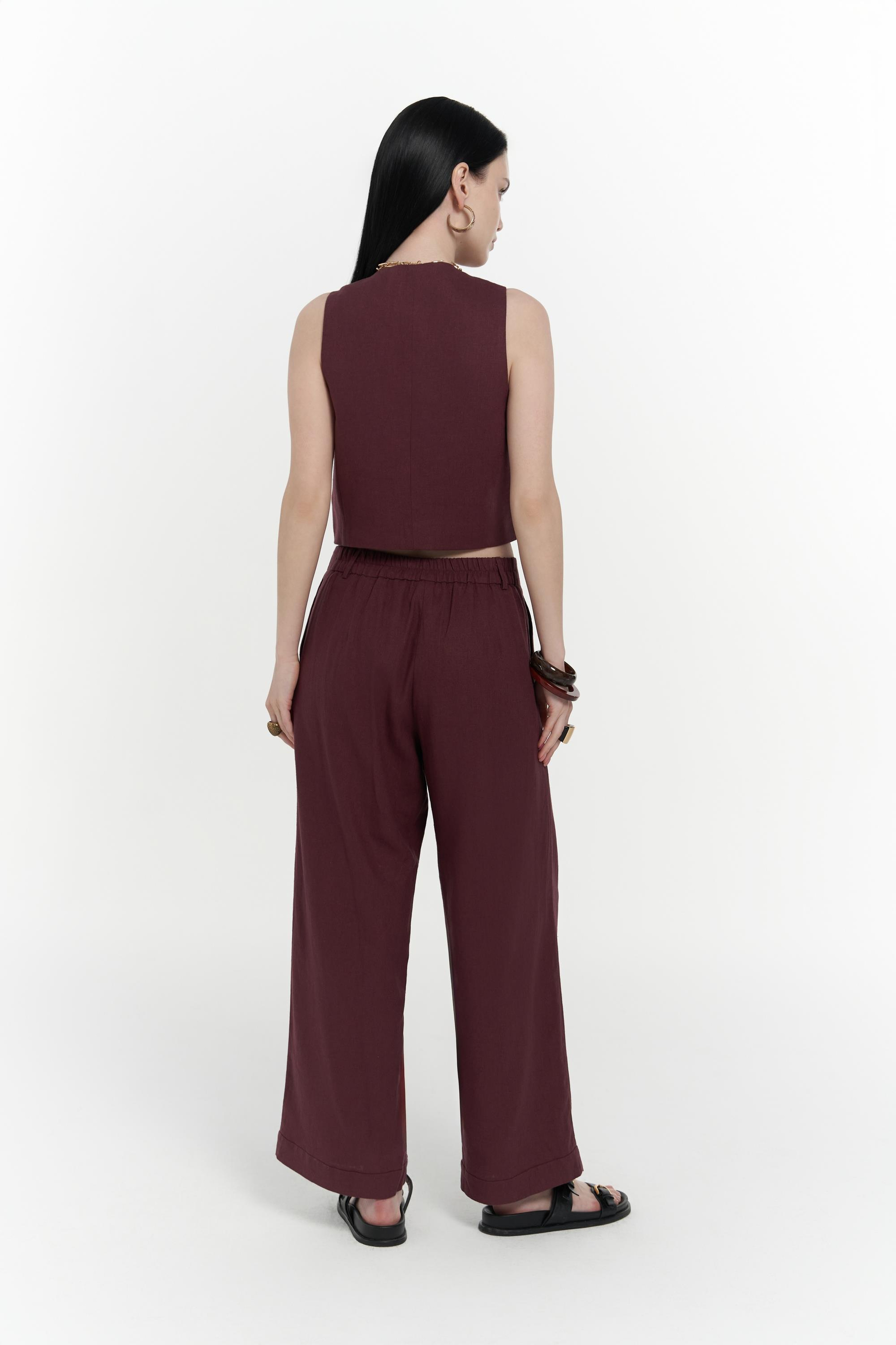 Anka Keten Bordo Yelek Pantolon Takım
