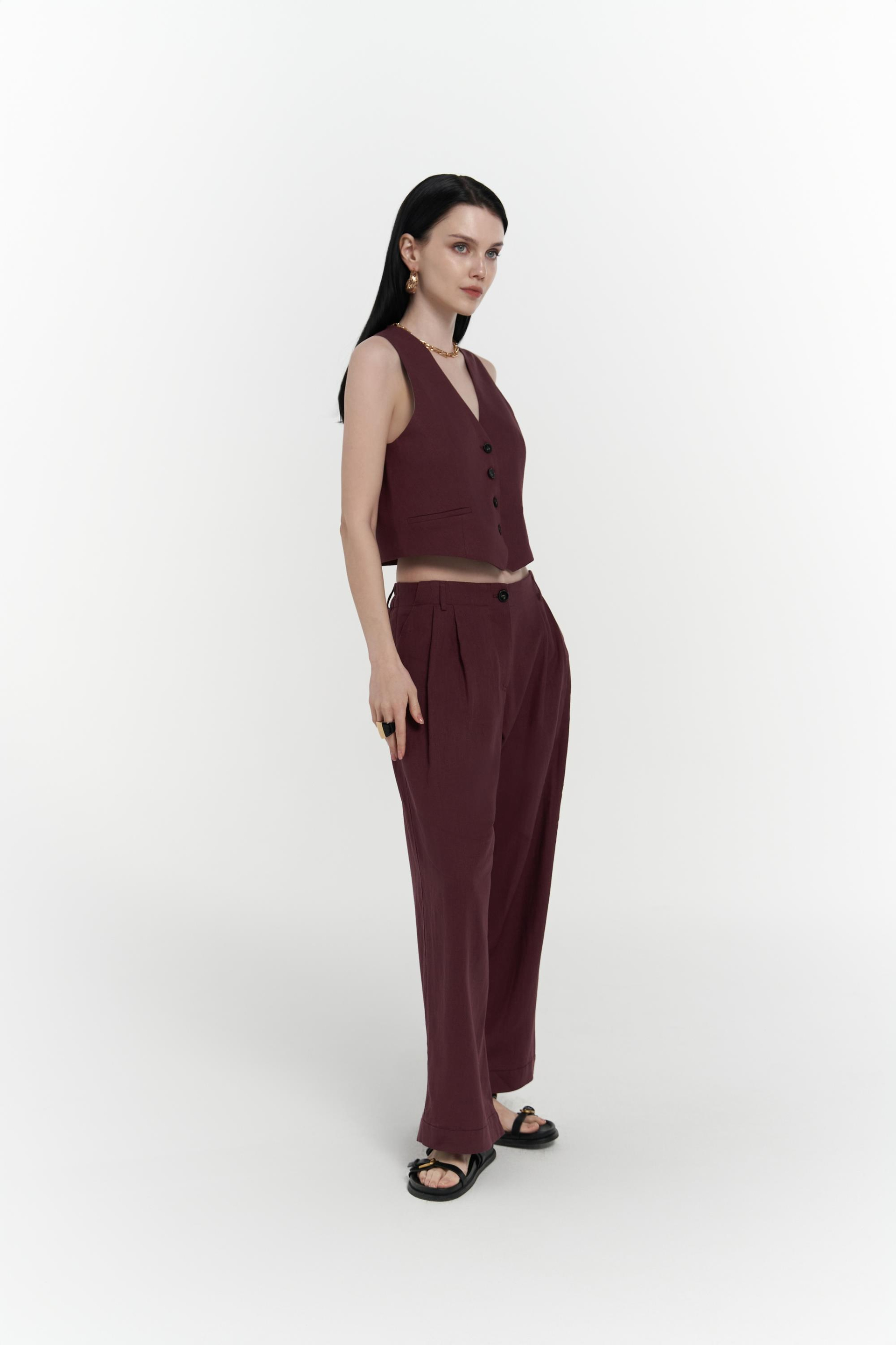 Anka Keten Bordo Yelek Pantolon Takım