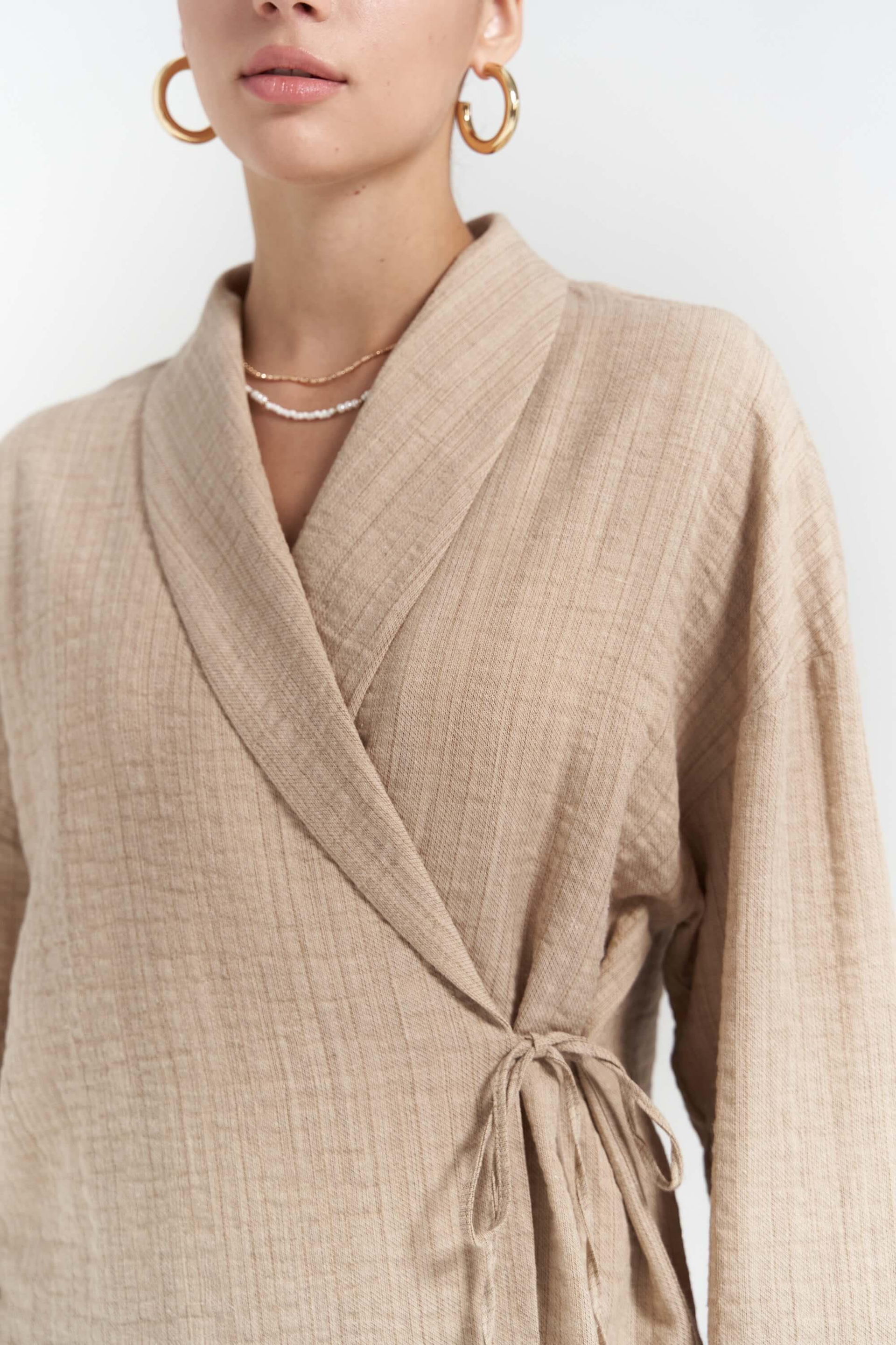 Anya Bej Kimono Pantolon Takım