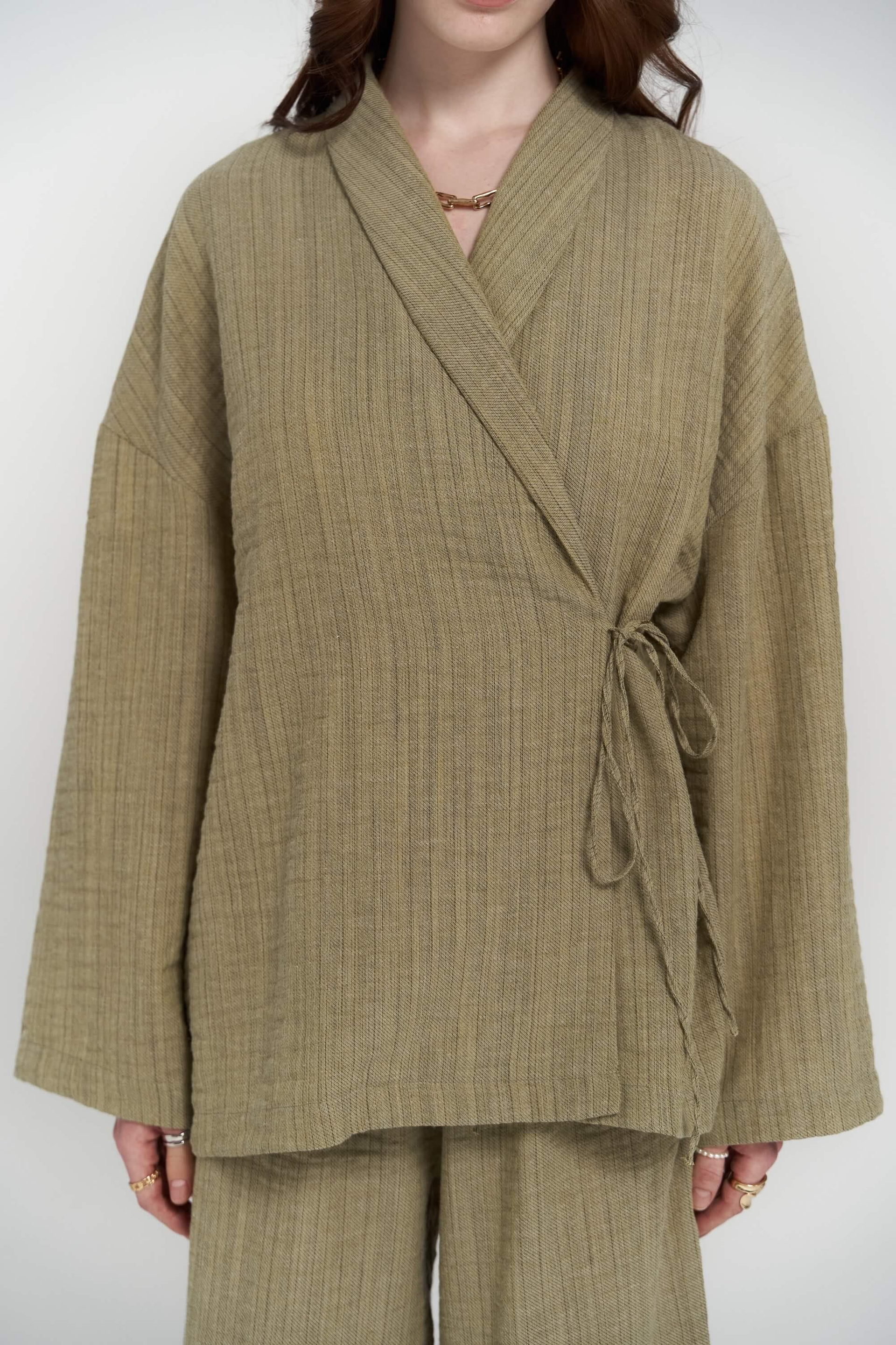 Anya Haki Kimono Pantolon Takım