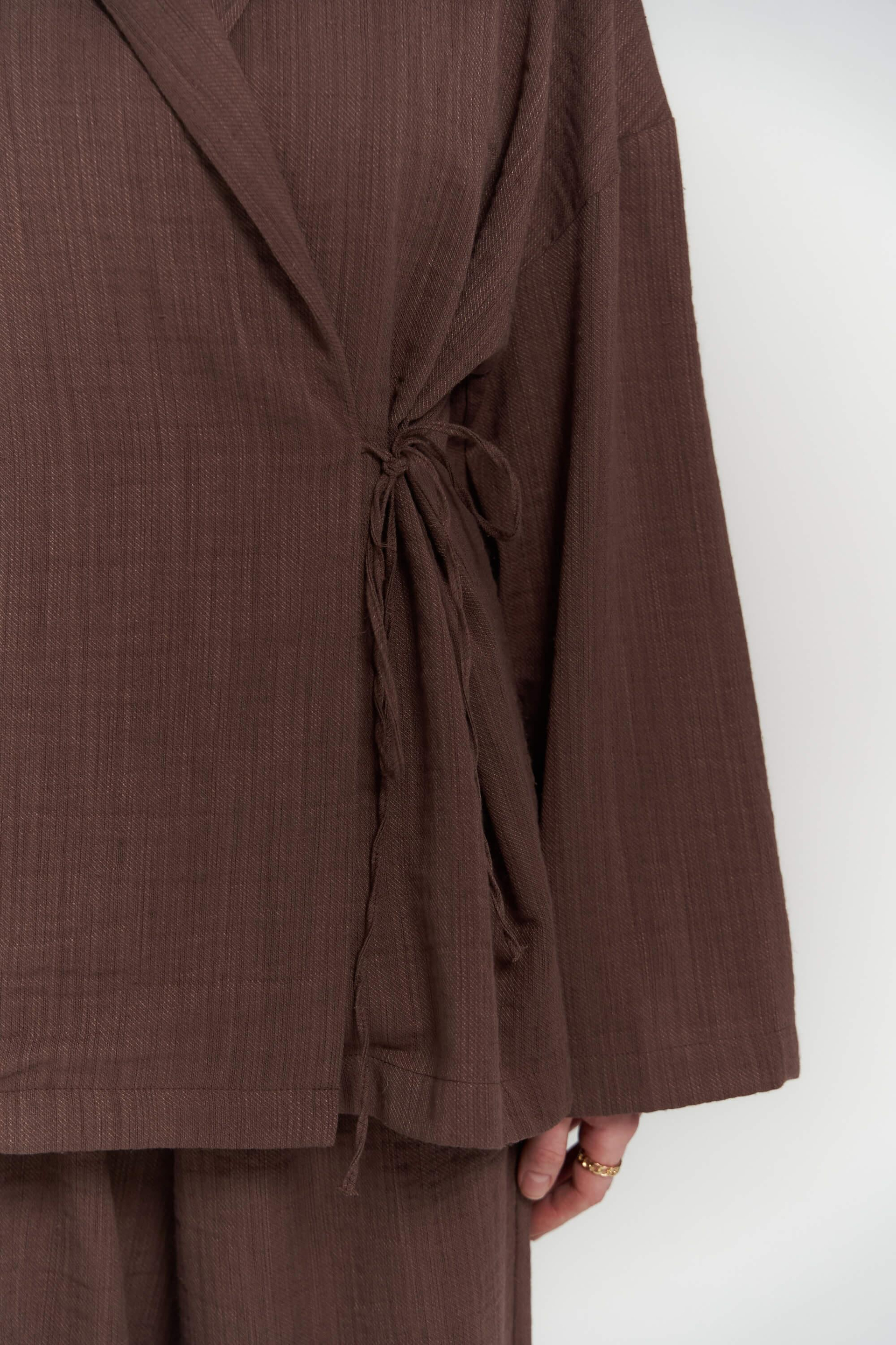 Anya Kahve Kimono Pantolon Takım