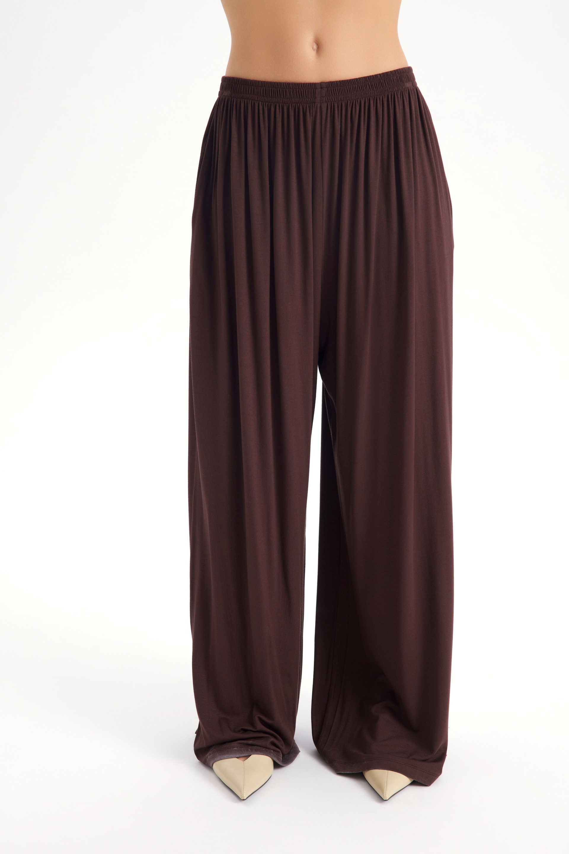 Apolline Üçgen Kesim Kahve Crop Pantolon Takım