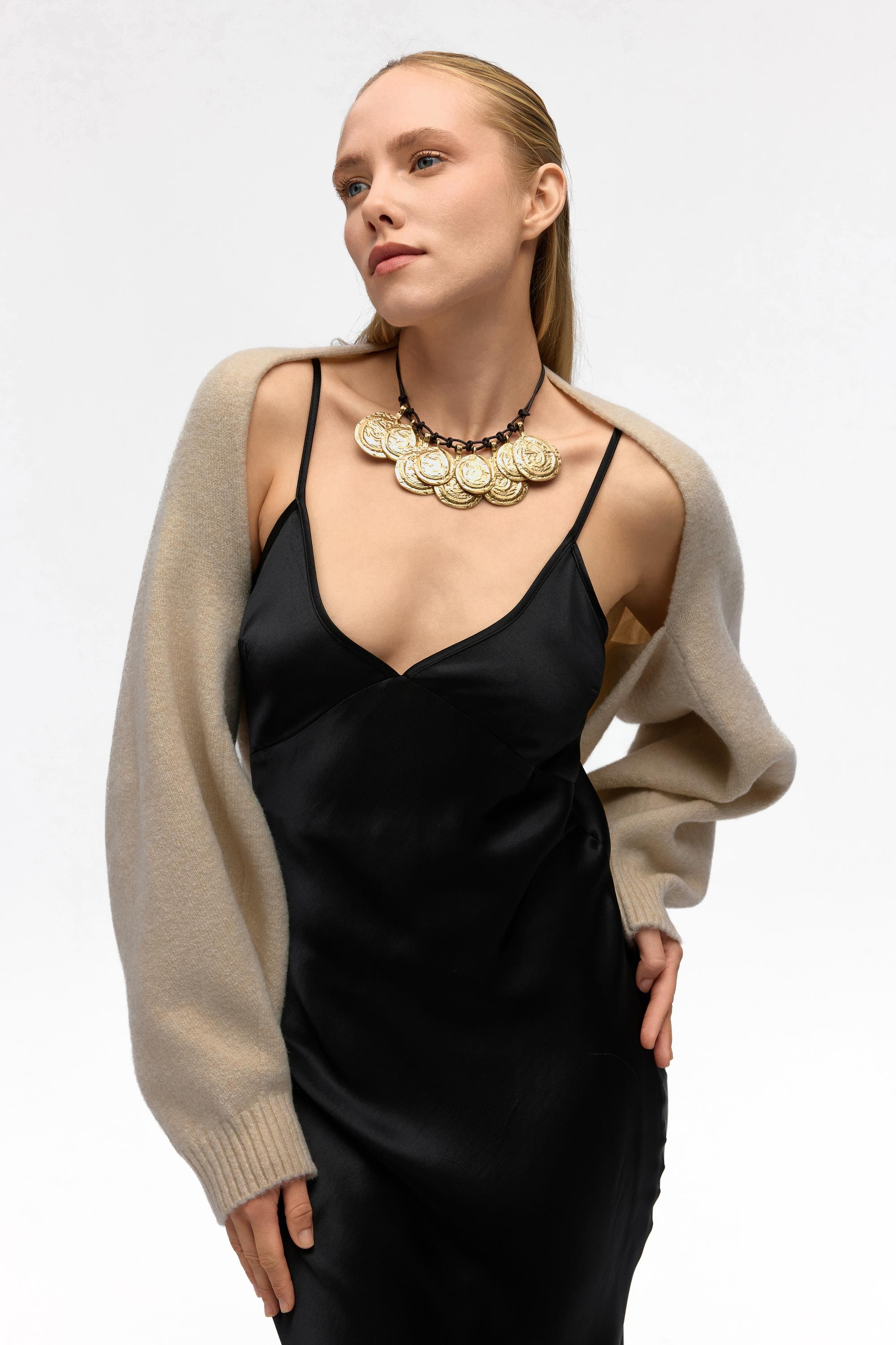 Ardor Uzun Kollu Bej Triko Bolero