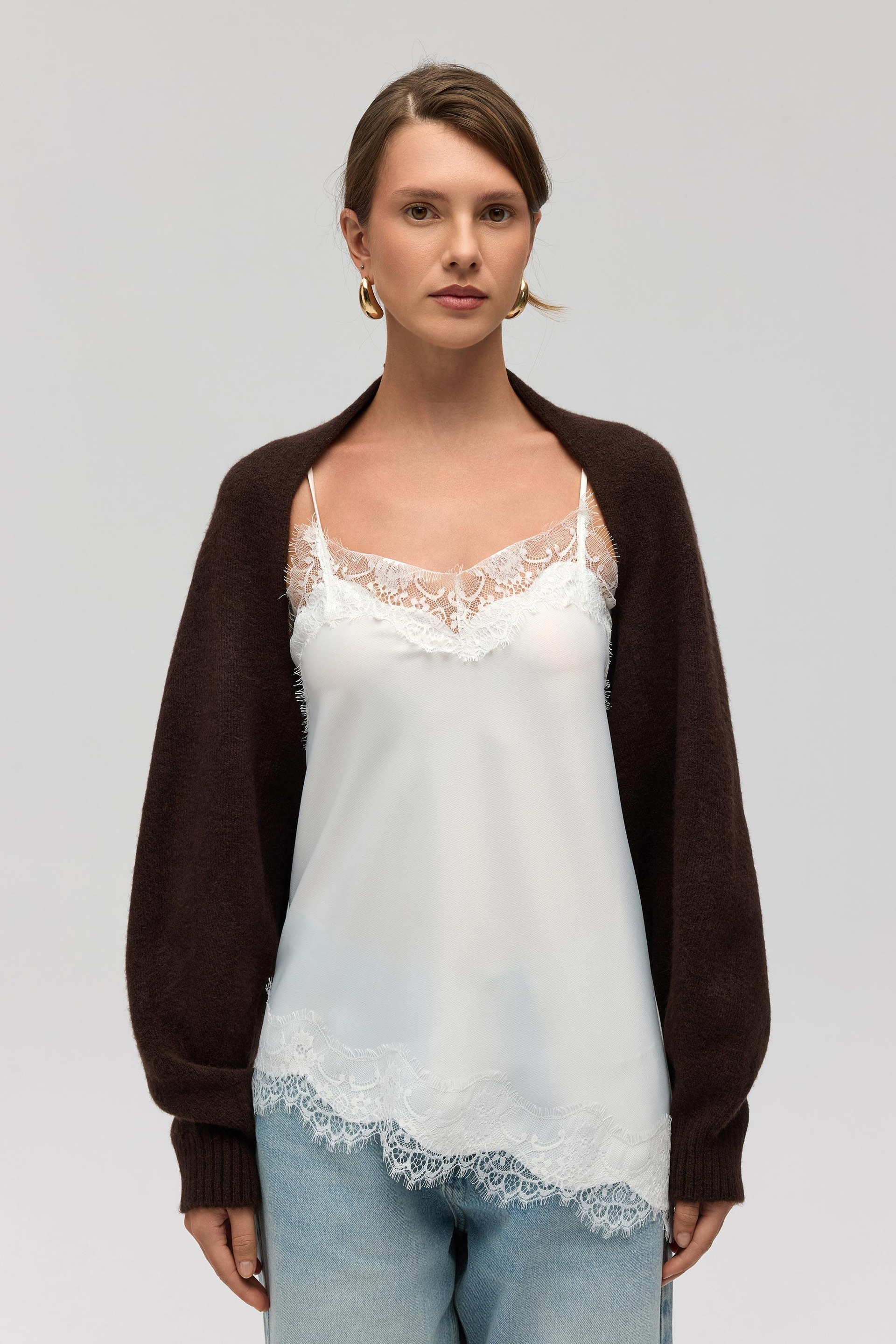 Ardor Uzun Kollu Kahve Triko Bolero