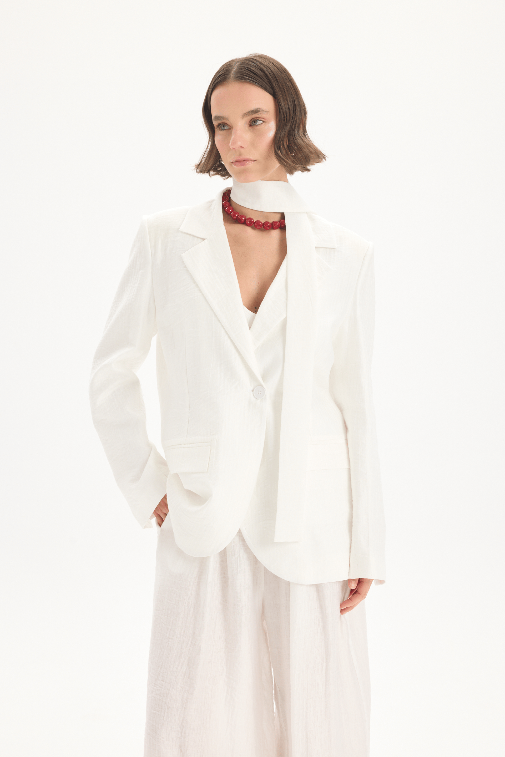 Arisa Kemer Detay Ekru Blazer Ceket