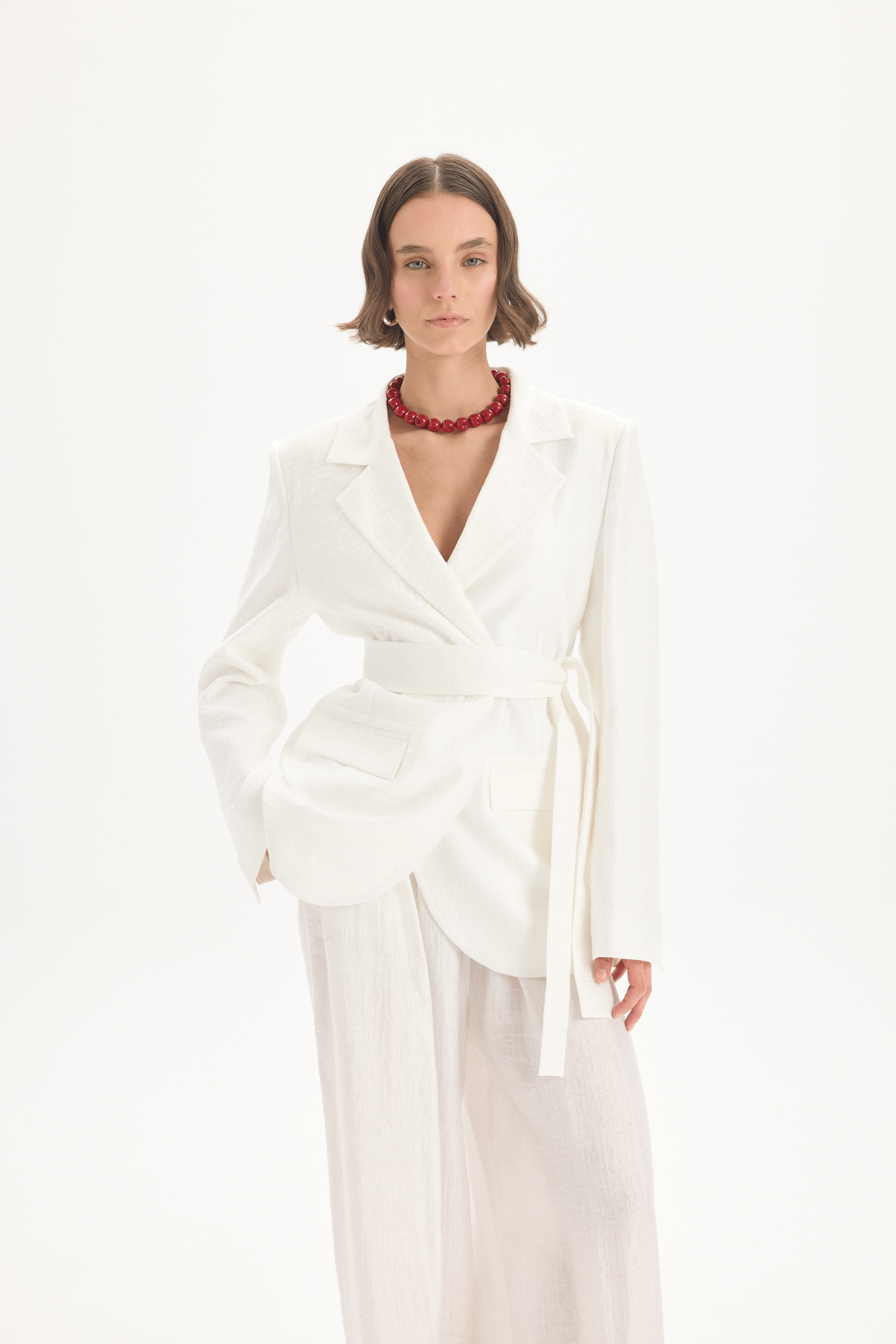 Arisa Kemer Detay Ekru Blazer Ceket