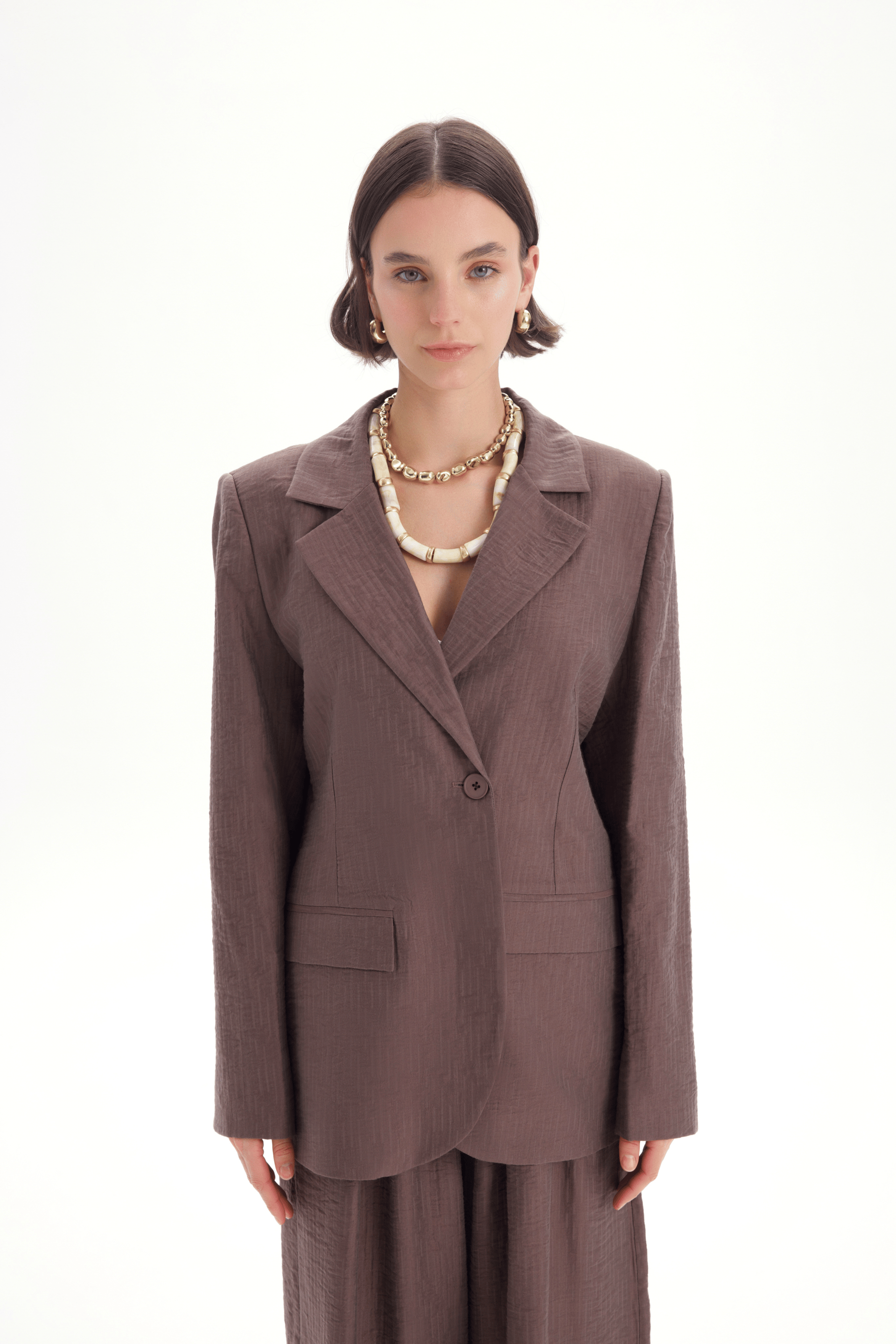 Arisa Kemer Detay Kahve Blazer Ceket