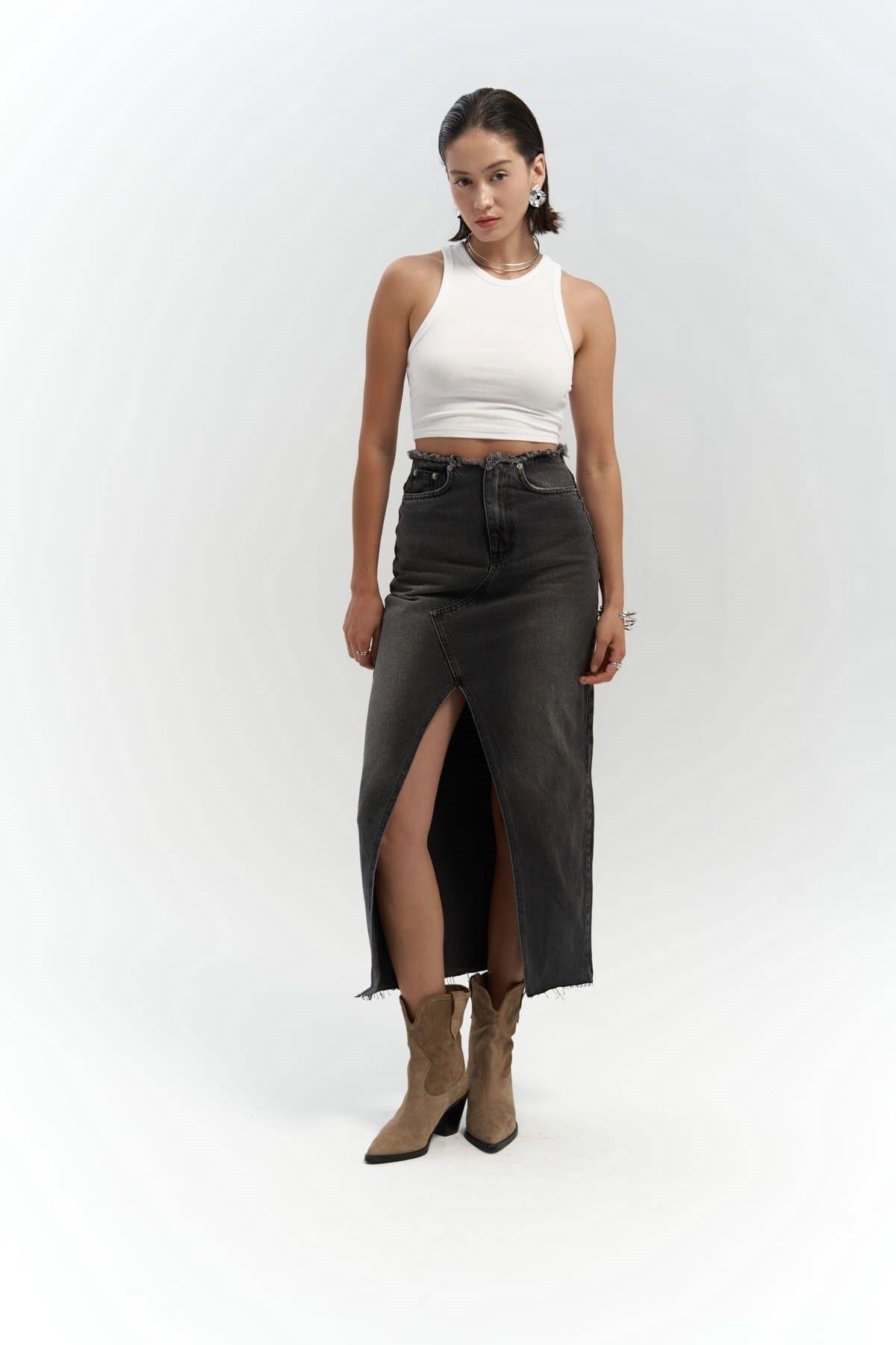 Arket Bel Detay Füme Jean Etek