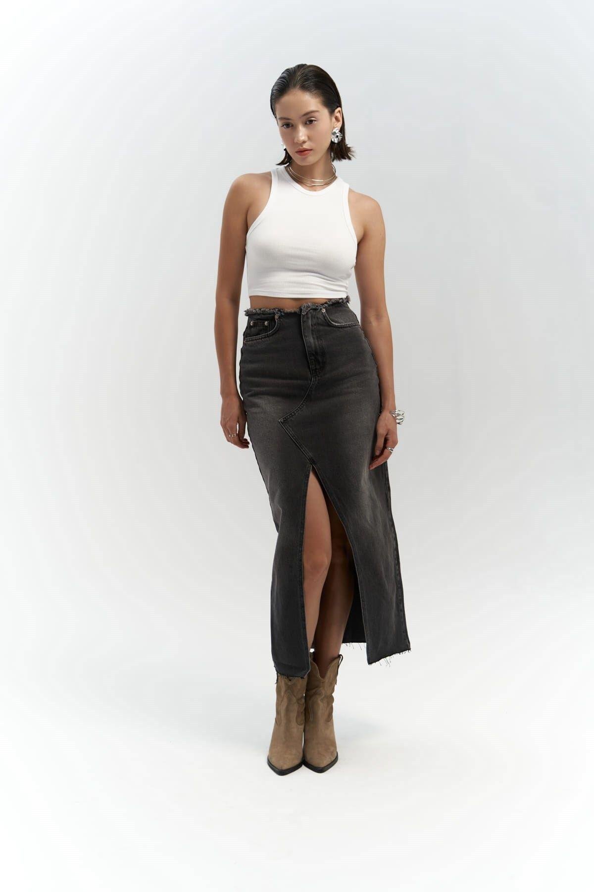 Arket Bel Detay Füme Jean Etek