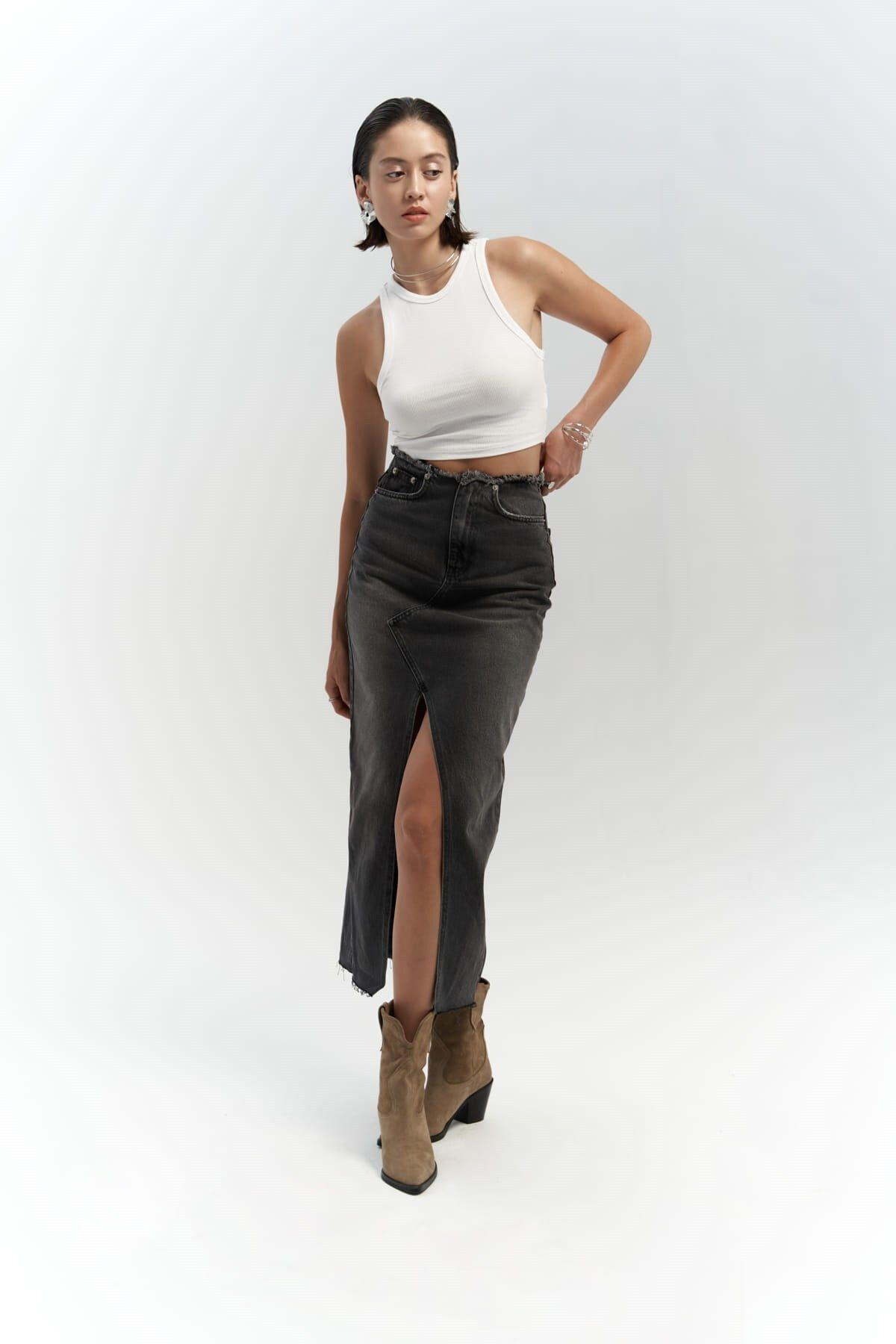 Arket Bel Detay Füme Jean Etek