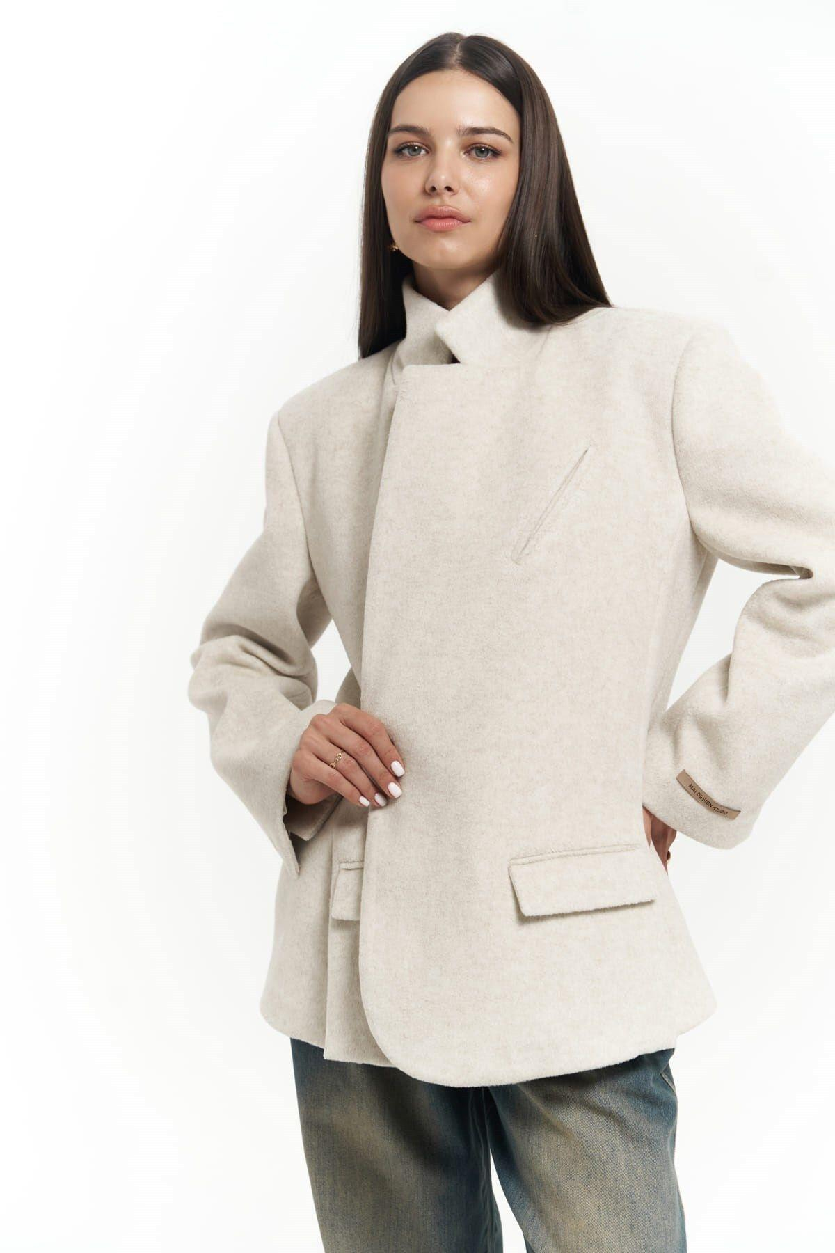 Armonia Beige Blazer with Slit Detail 