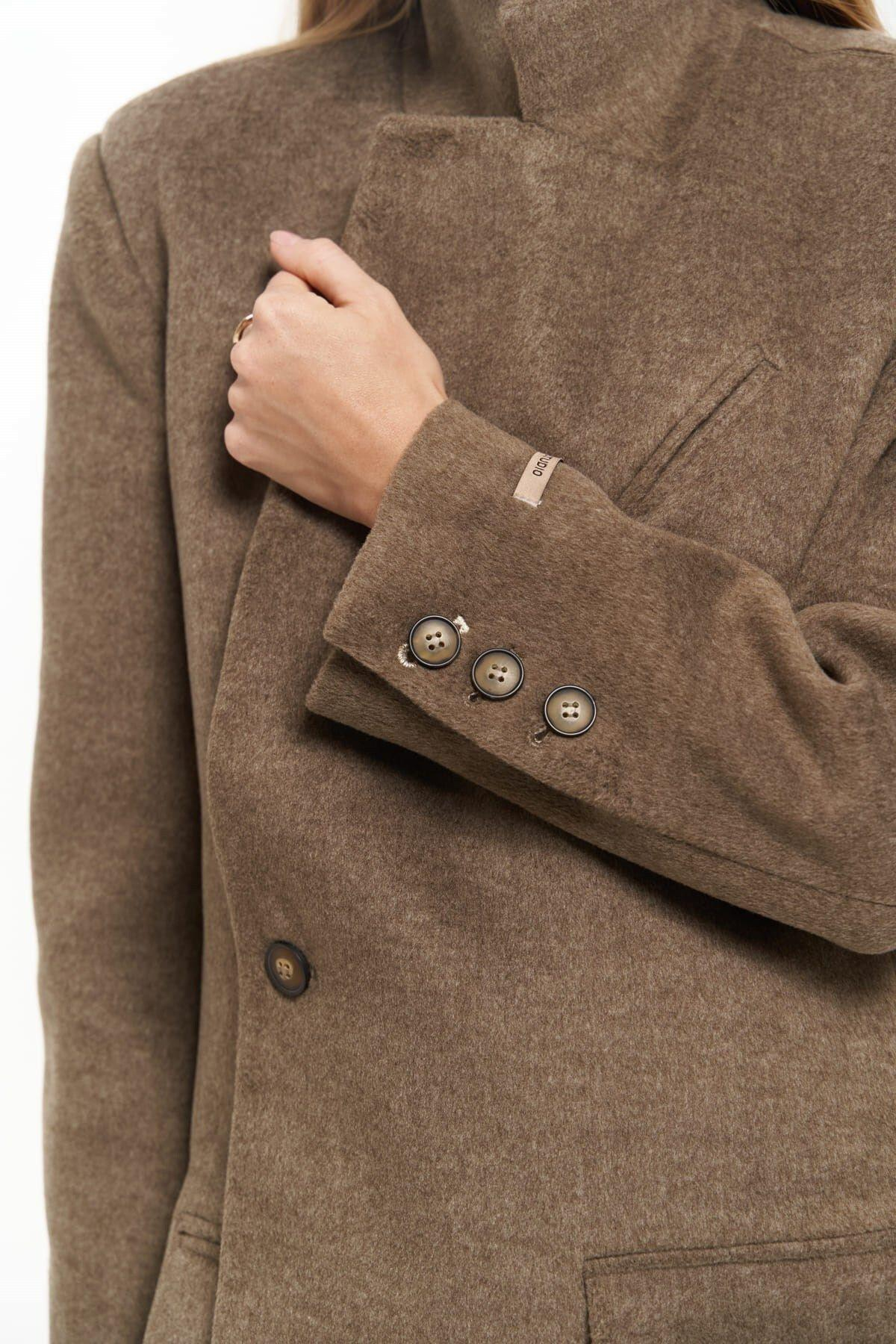 Armonia Brown Blazer with Slit Detail 