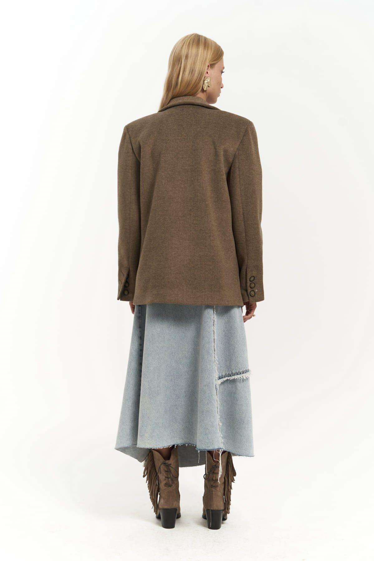 Armonia Brown Blazer with Slit Detail 