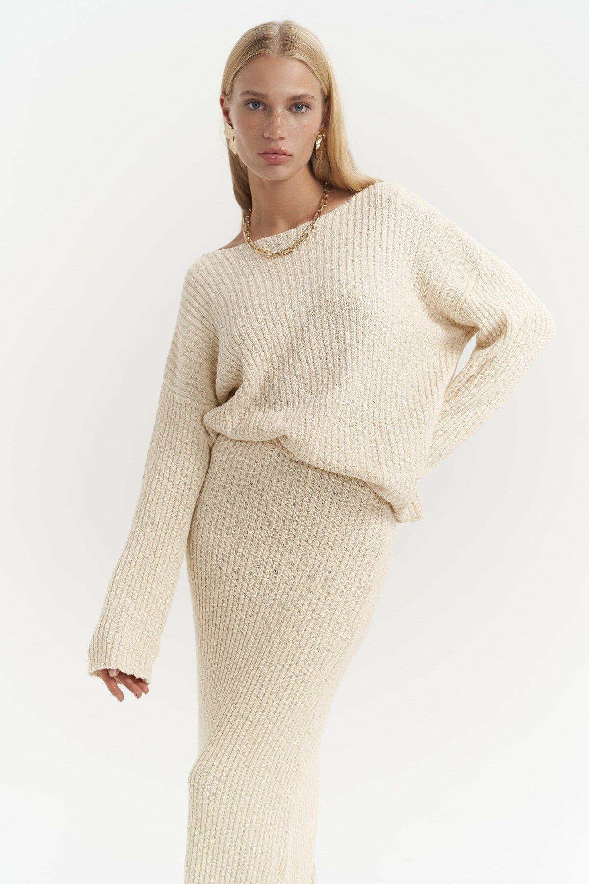 Arne Beige Two Piece Knitwear Set