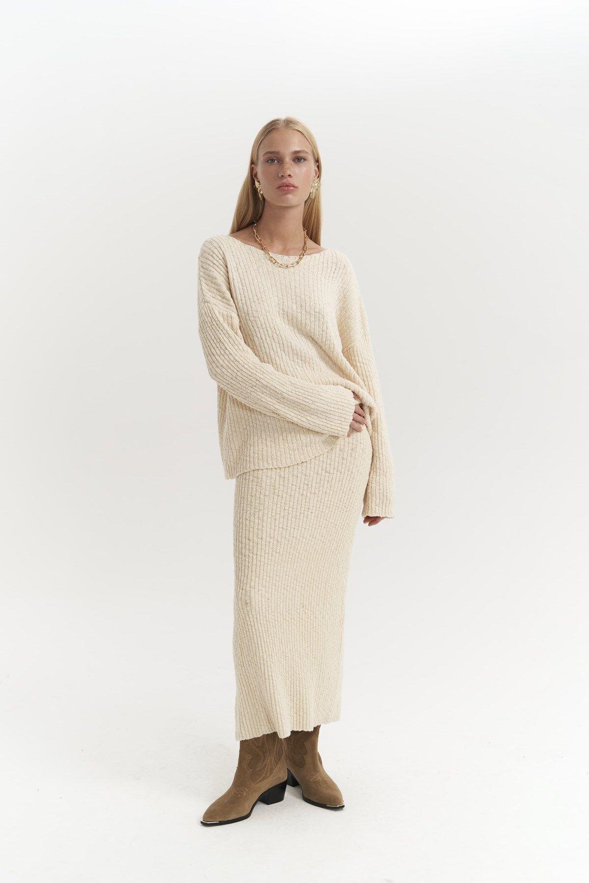 Arne Beige Two Piece Knitwear Set