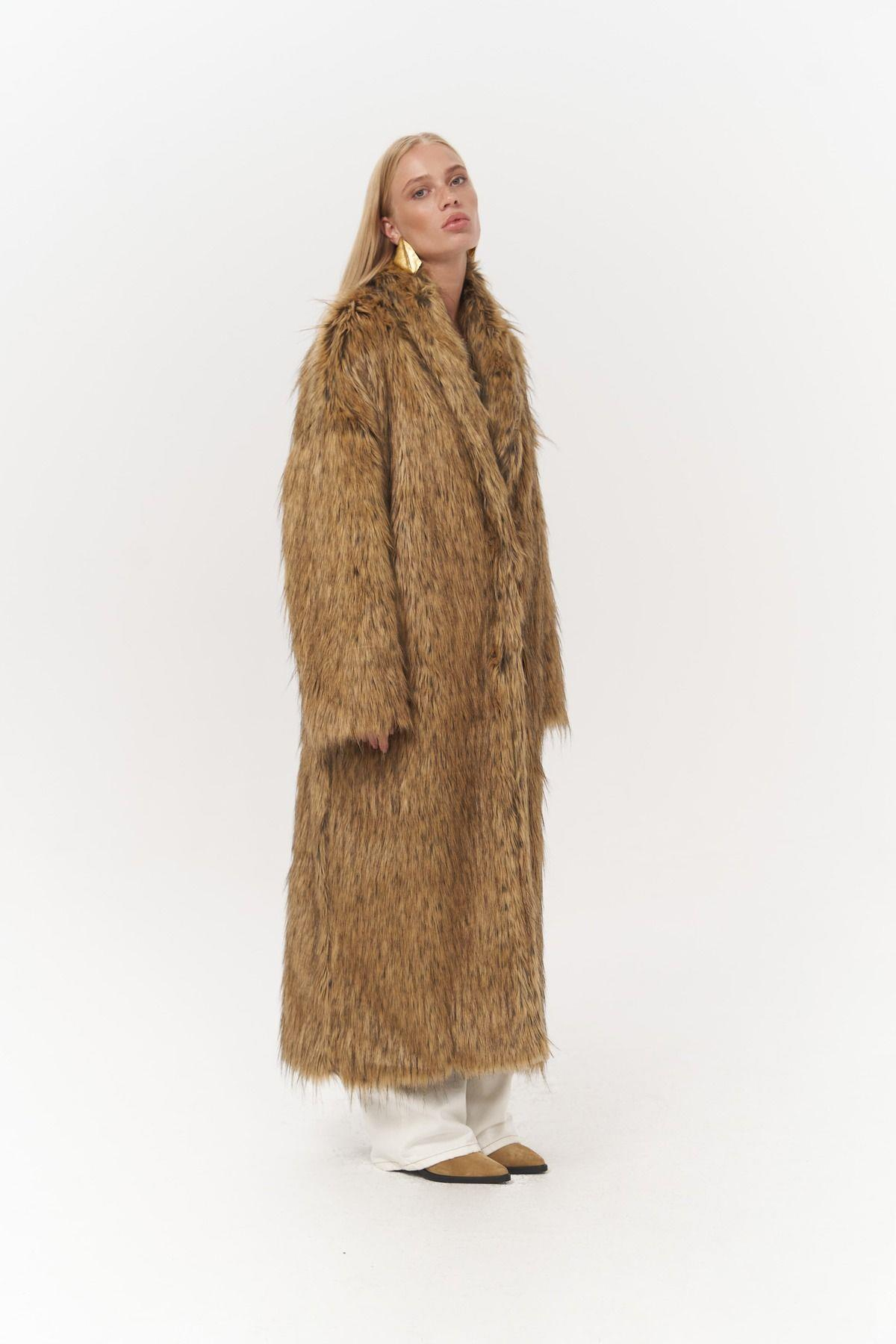 Aspen Yellow Long Fur Coat 