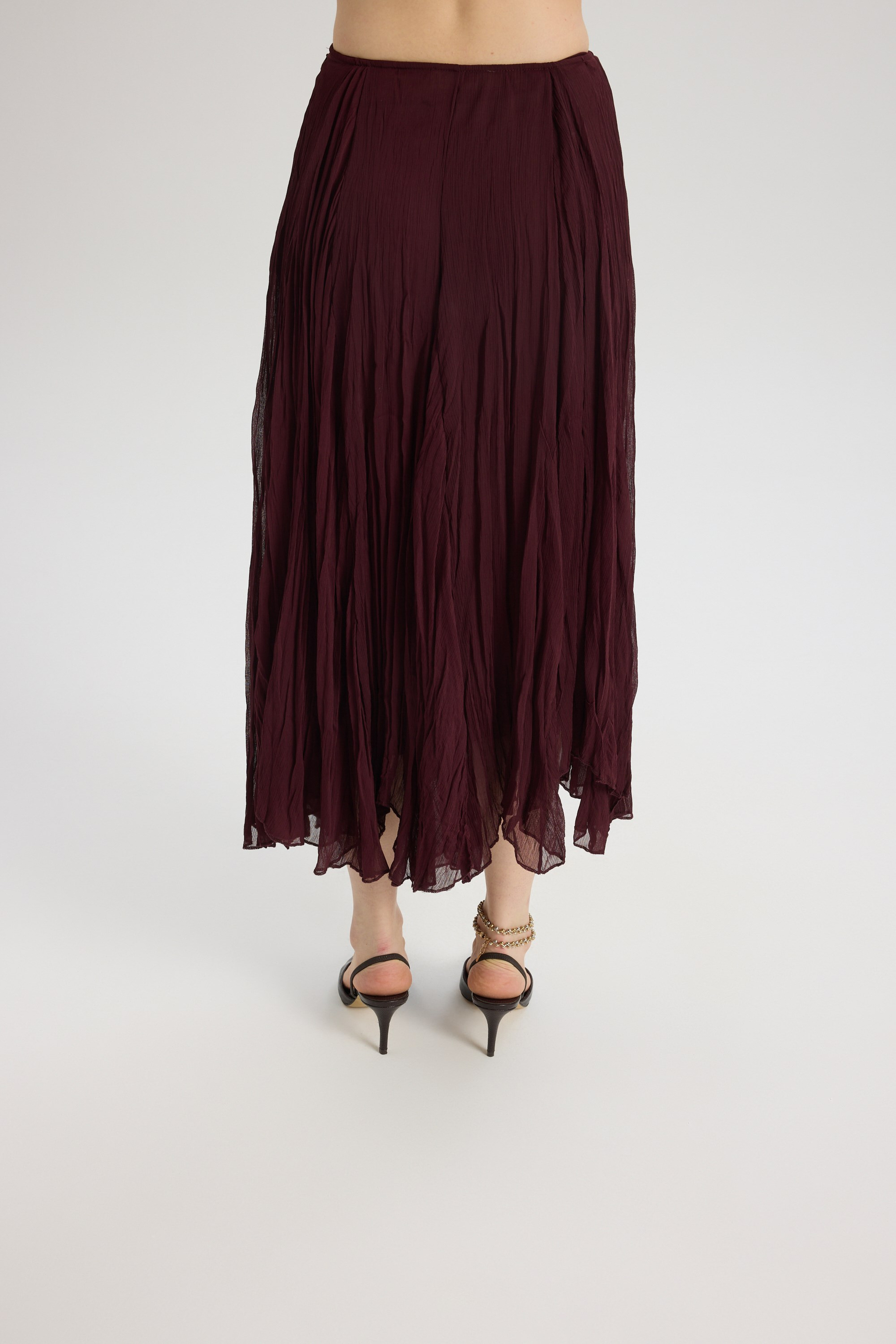 Assa Burgundy Pleated Skirt