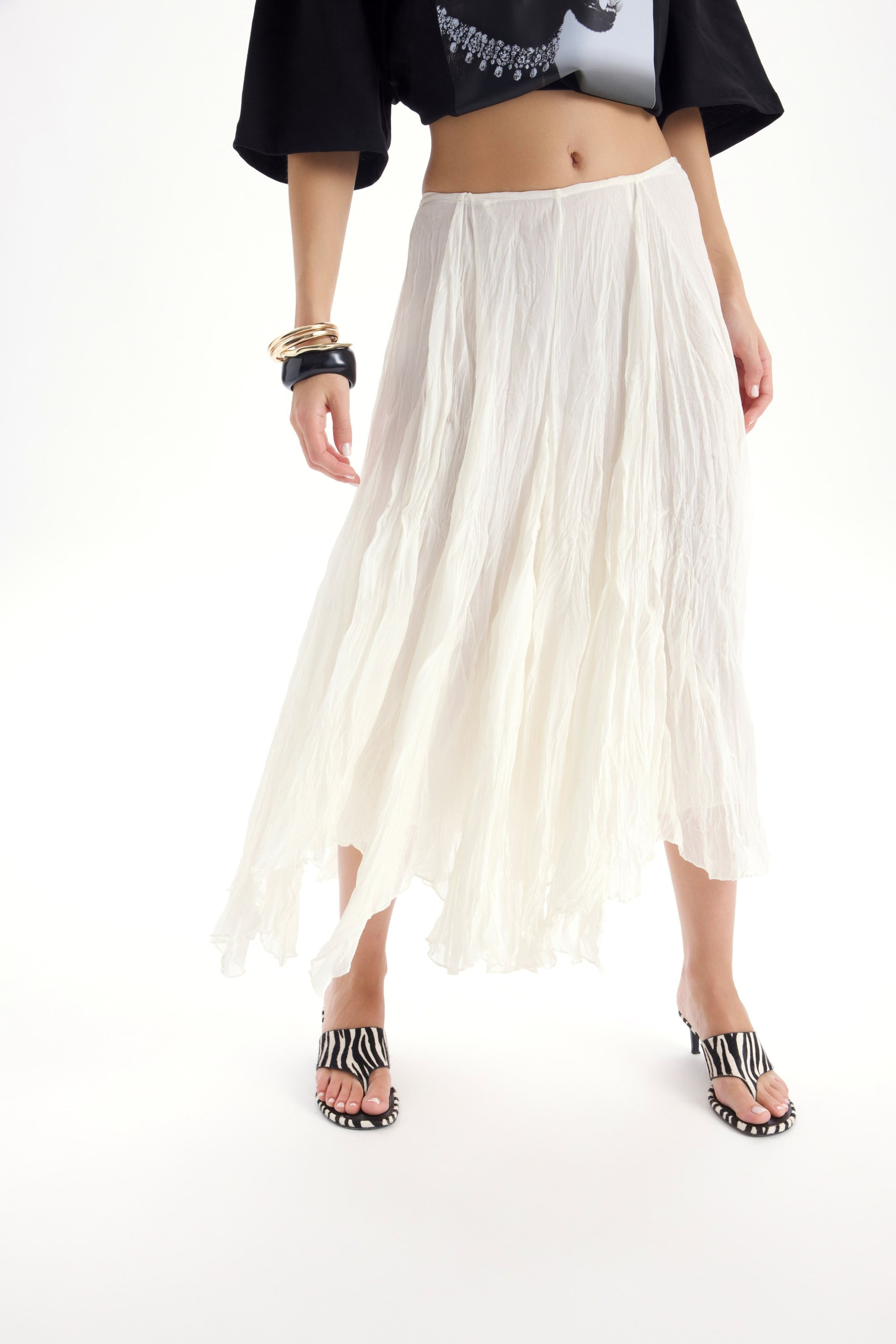 Assa Pleated Ecru Skirt