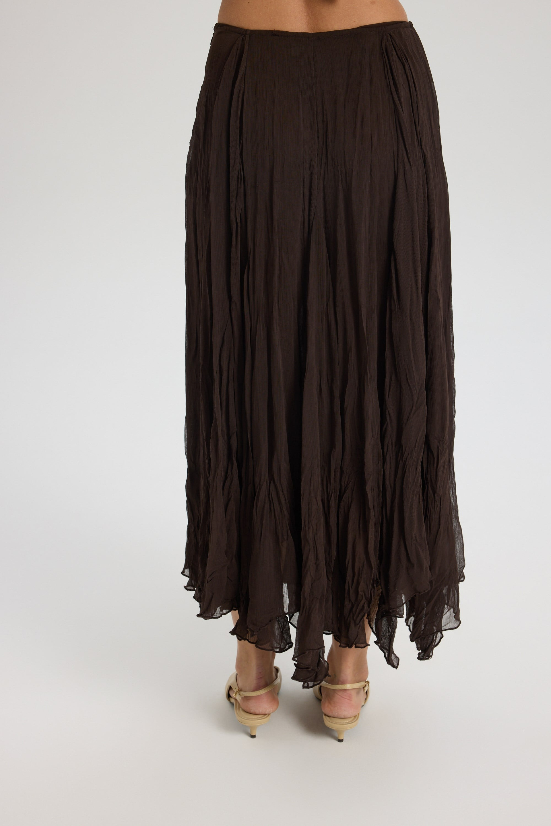 Assa Pleated Brown Skirt