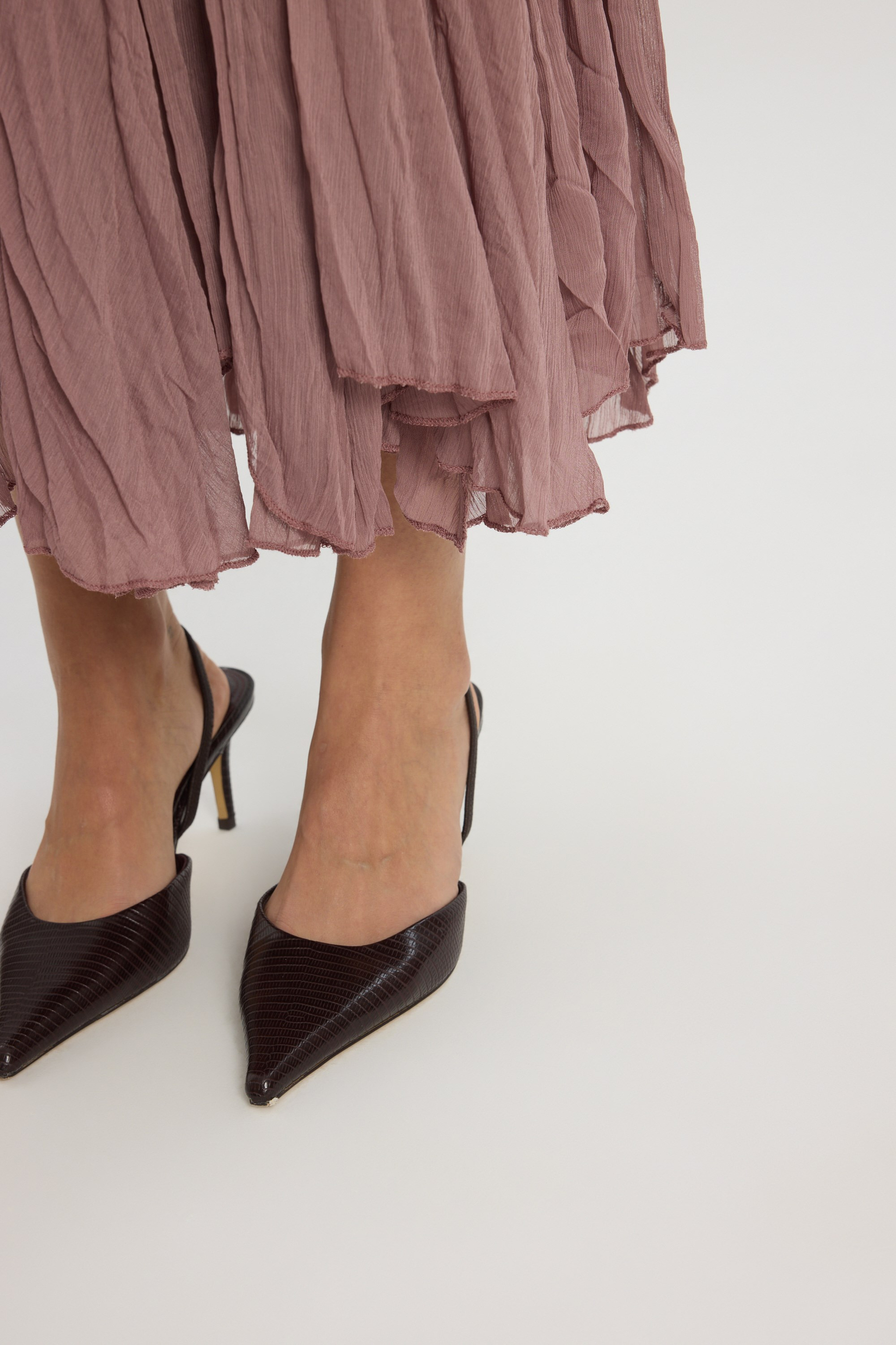 Assa Taupe Pleated Skirt