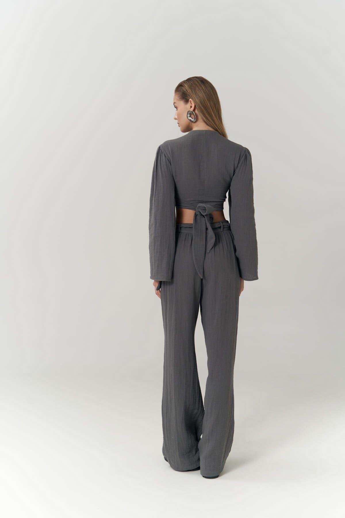 Atina Anthracite Muslin Set