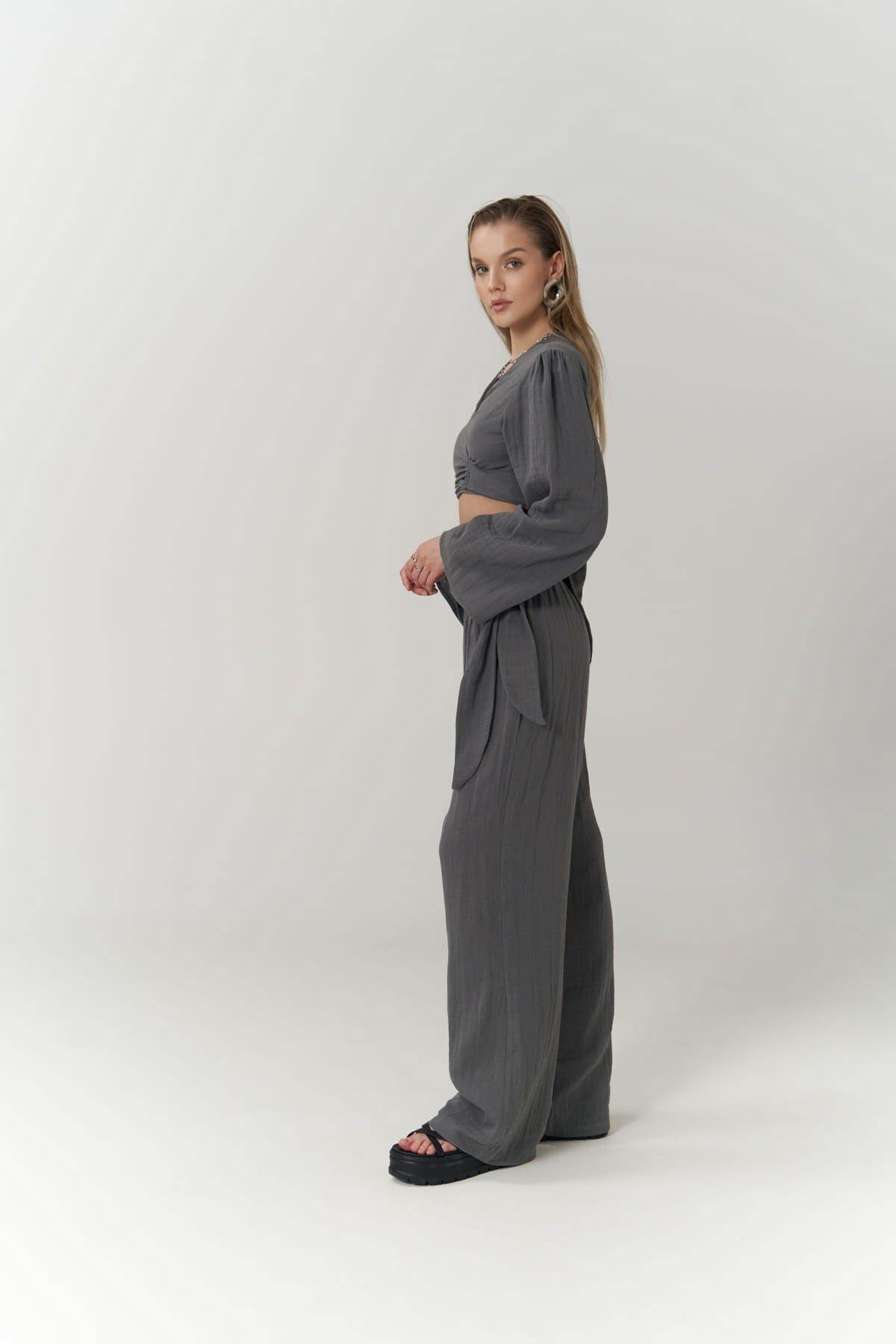 Atina Anthracite Muslin Set