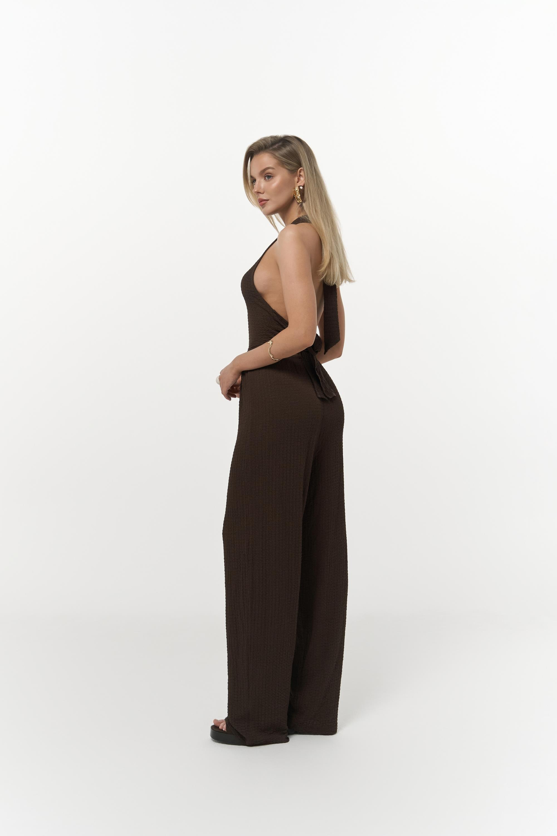 Ayshe Bağlamalı Kahve Crop Pantolon Takım